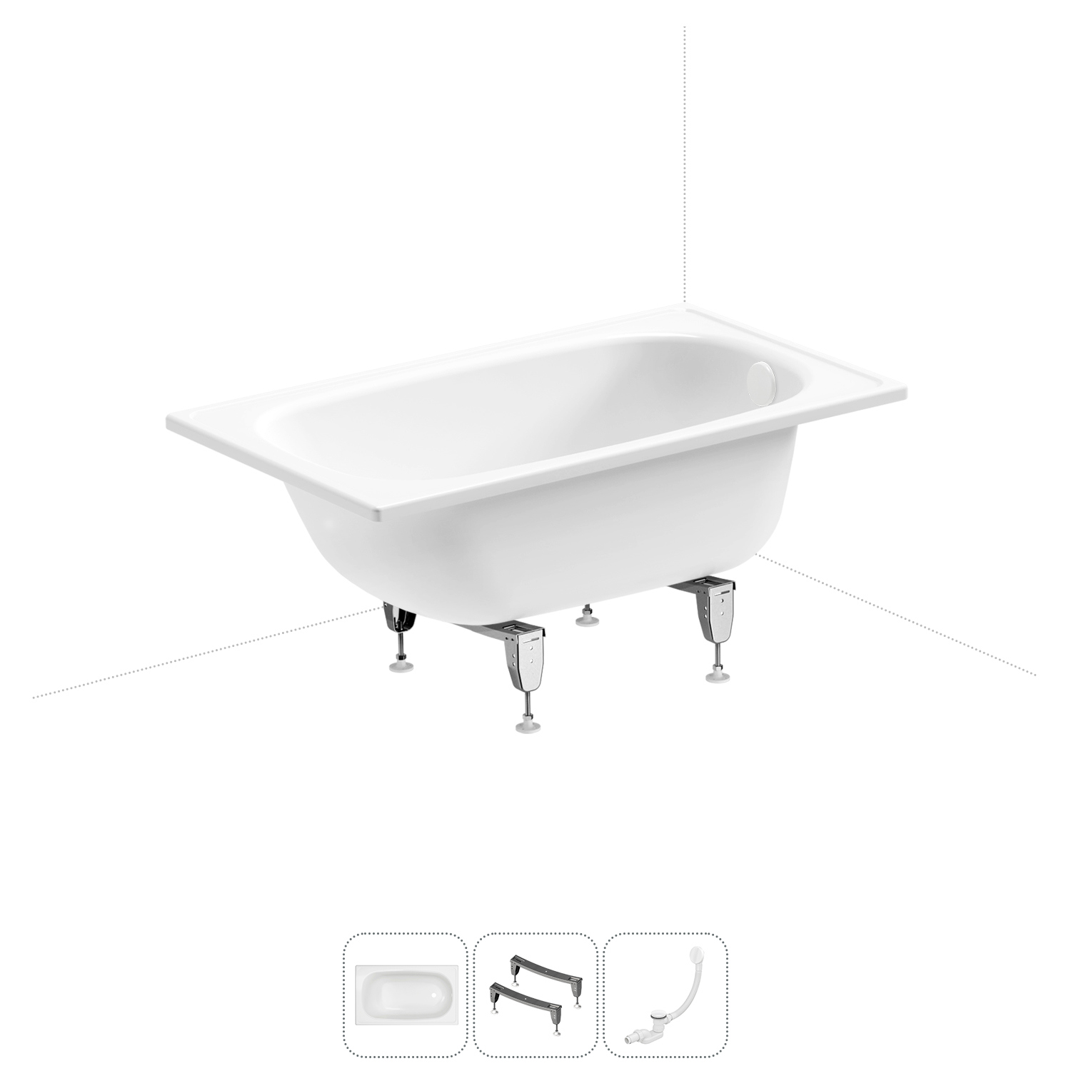 Изображение товара Ванна Sanitana BLB Europa 20220558R прямоугольная сталь 105x70 см с ножками и сливом-переливом