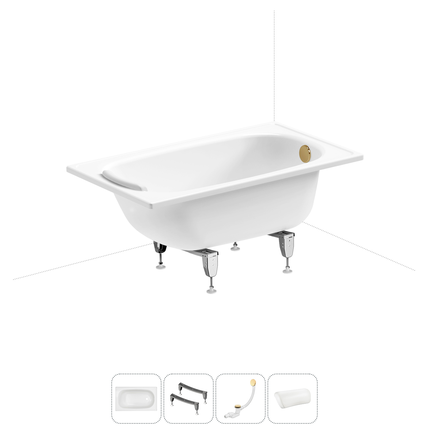 Изображение товара Ванна стальная Sanitana Europa 105x70 см белая с ножками и подголовником