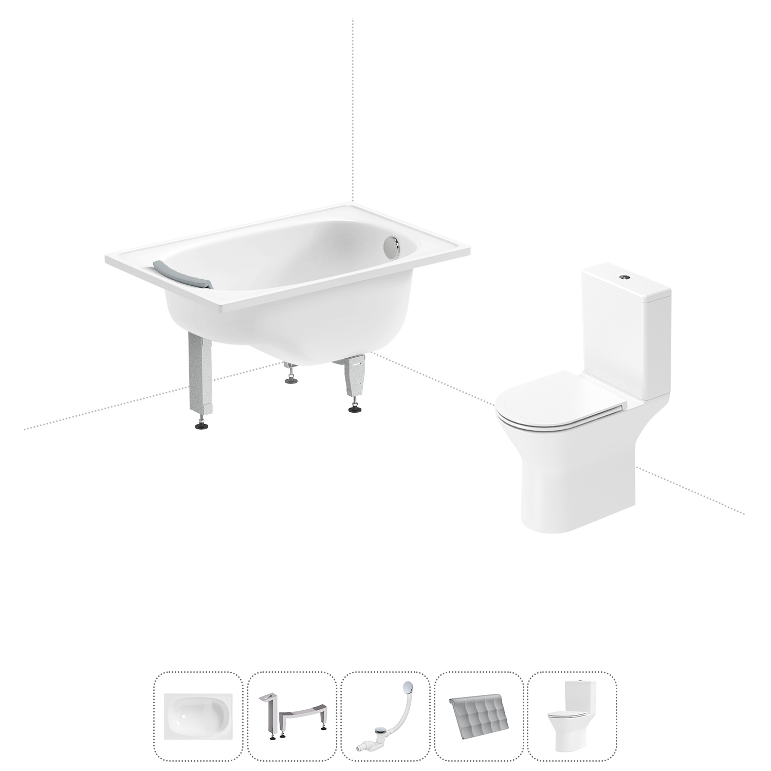 Изображение товара Комплект ванна и унитаз Sanitana BLB Europa Mini и Lavinia Boho напольный