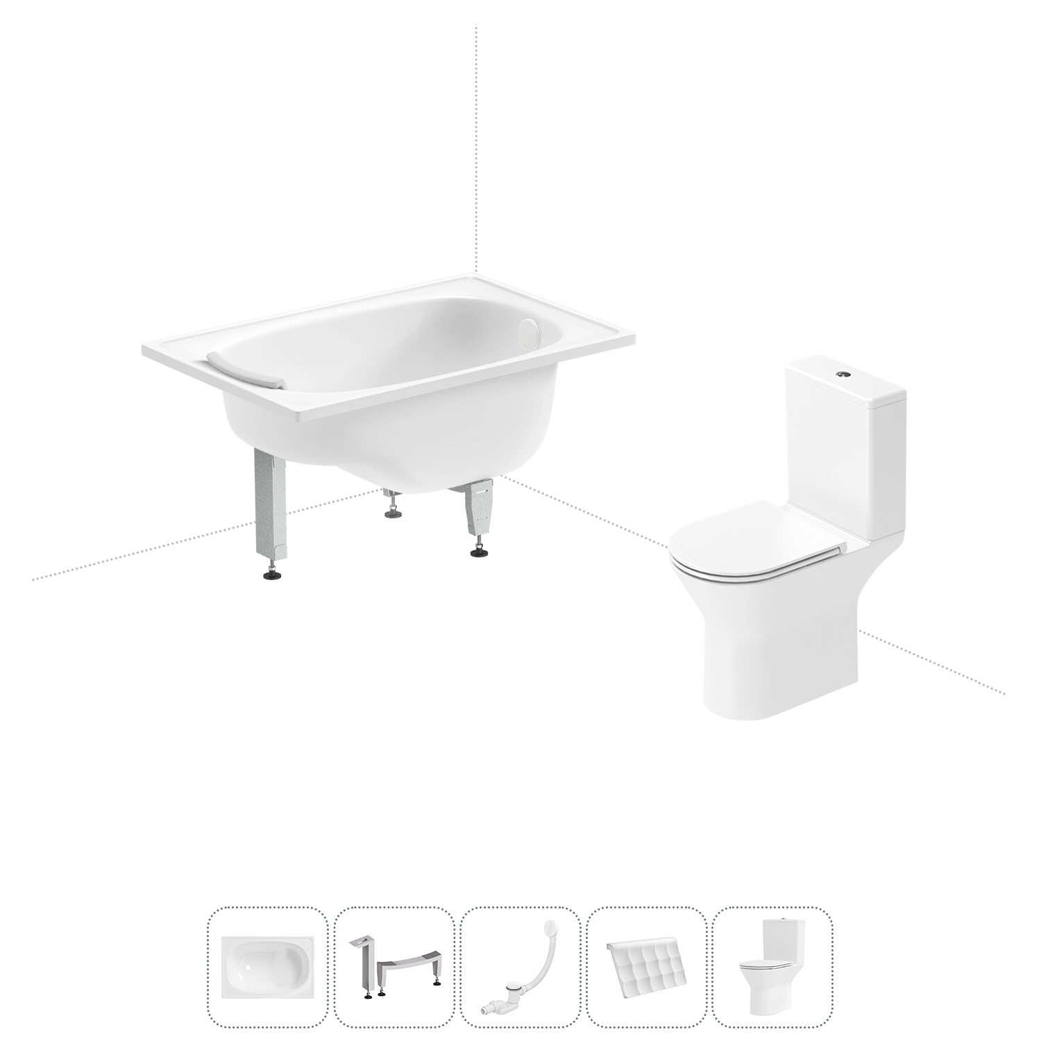 Изображение товара Ванна Sanitana BLB Europa Mini 20220550R прямоугольная сталь 105x70 см с напольным унитазом