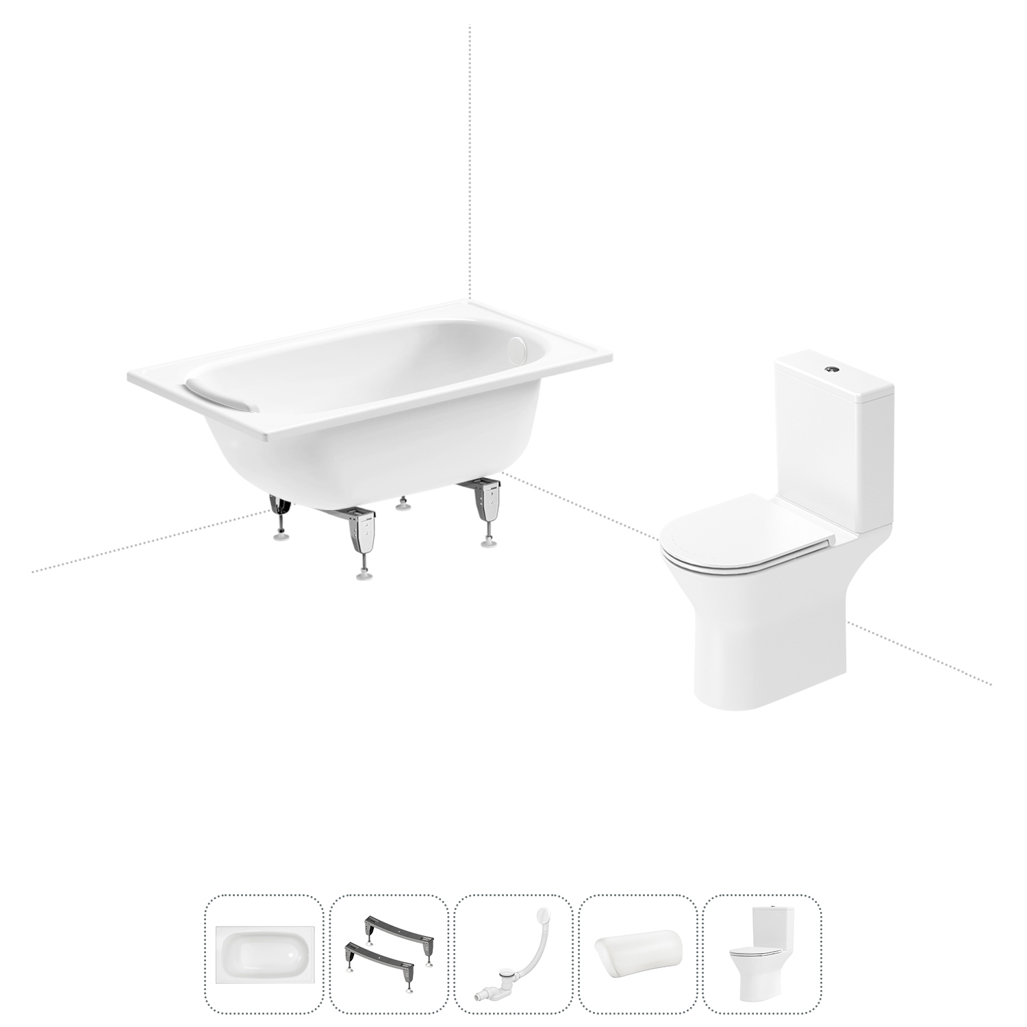 Изображение товара Прямоугольная стальная ванна SANITANA BLB Europa 105x70 см с подголовником и сливом