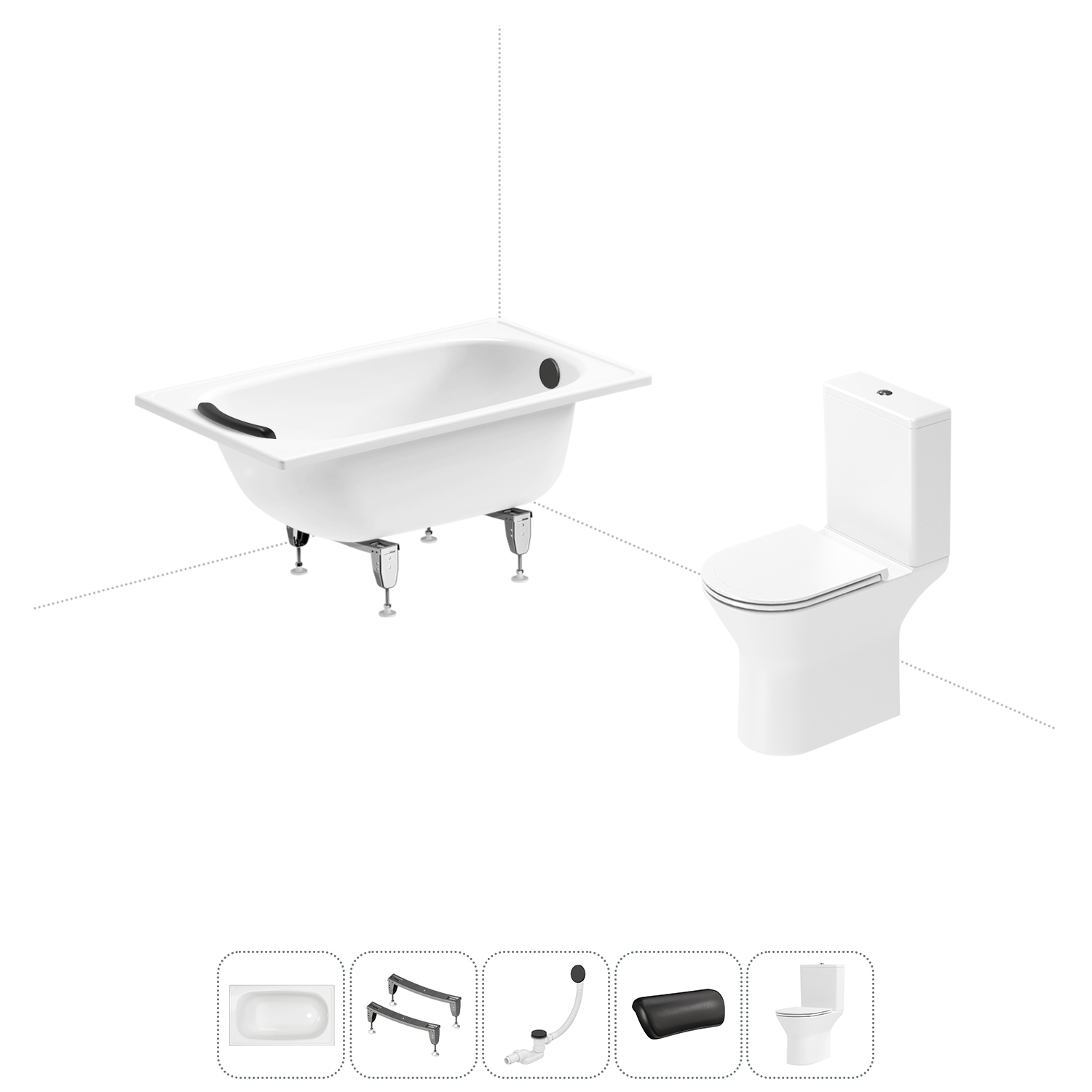 Изображение товара Комплект ванна из стали и напольный унитаз SANITANA BLB Europa и Lavinia Boho