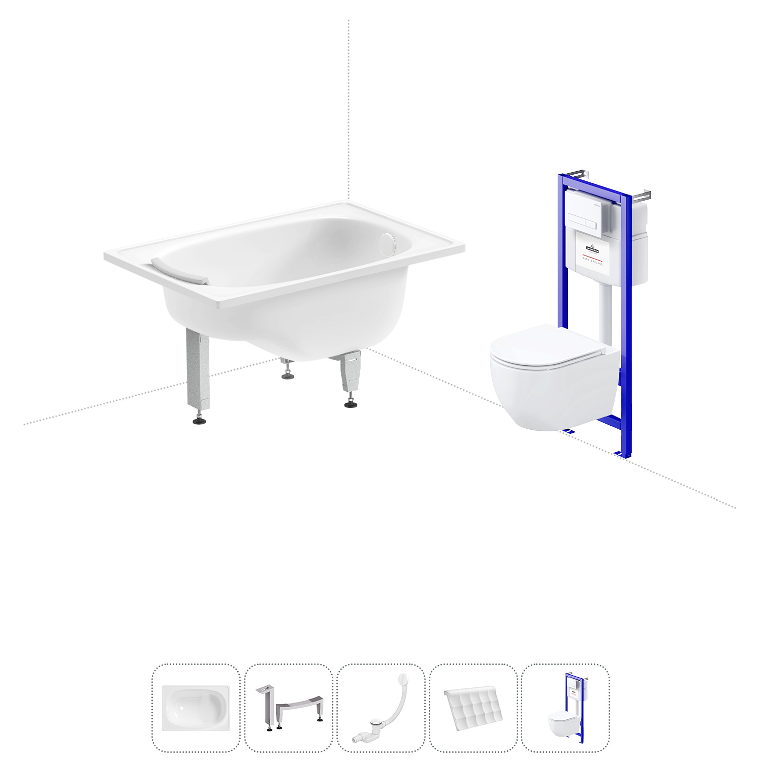 Изображение товара Комплект для ванной комнаты Sanitana BLB Europa Mini с унитазом и аксессуарами