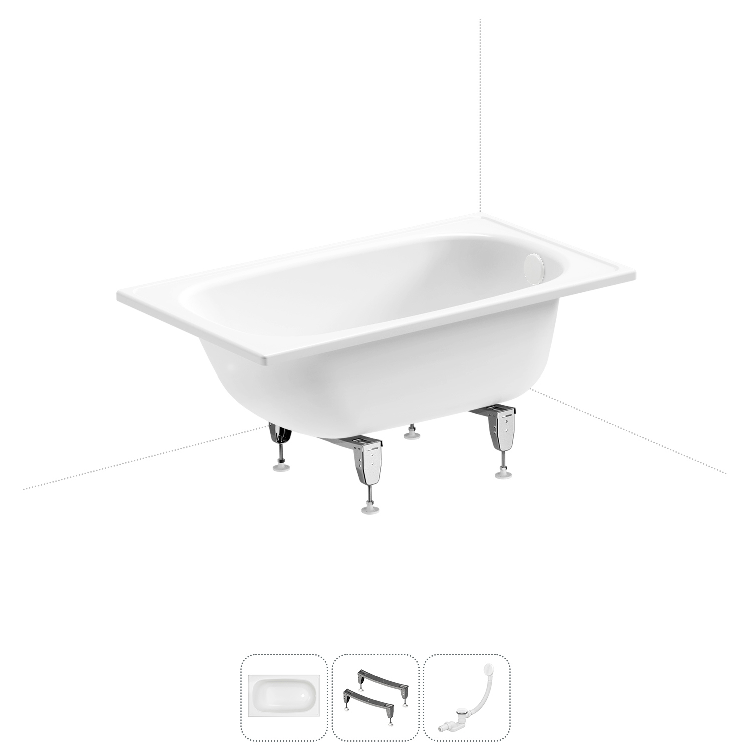 Изображение товара Ванна Sanitana BLB Europa 20220574R прямоугольная сталь 120x70 см с ножками и сливом-переливом