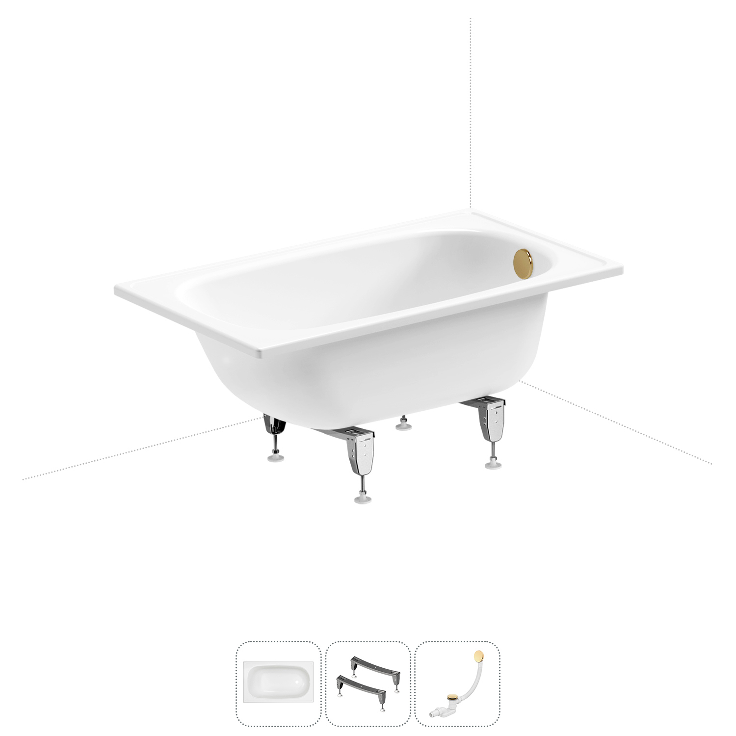 Изображение товара Стальная ванна Sanitana BLB Europa 120x70 см с ножками и сливом-переливом