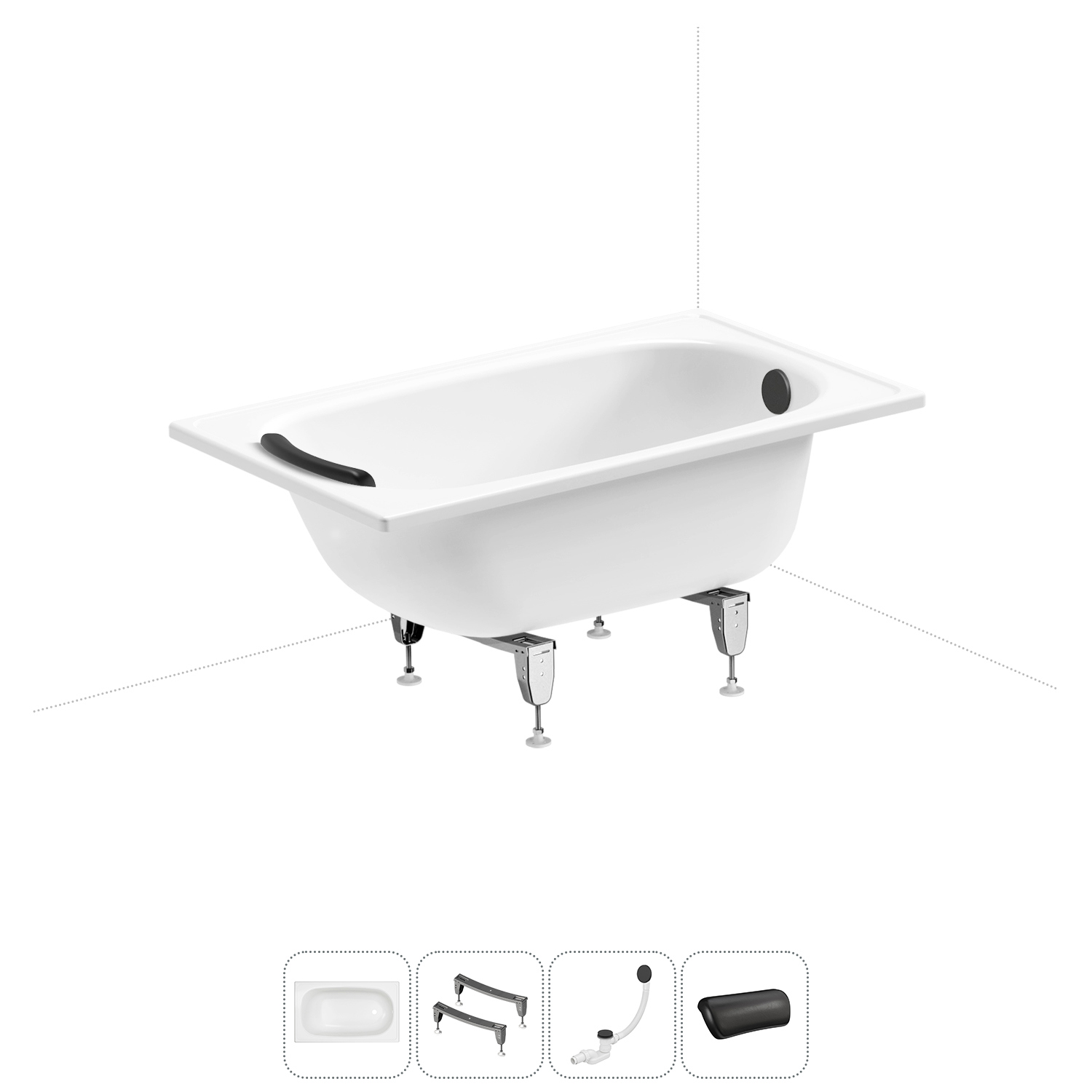 Изображение товара Стальная ванна Sanitana Europa 120x70 см с ножками и подголовником