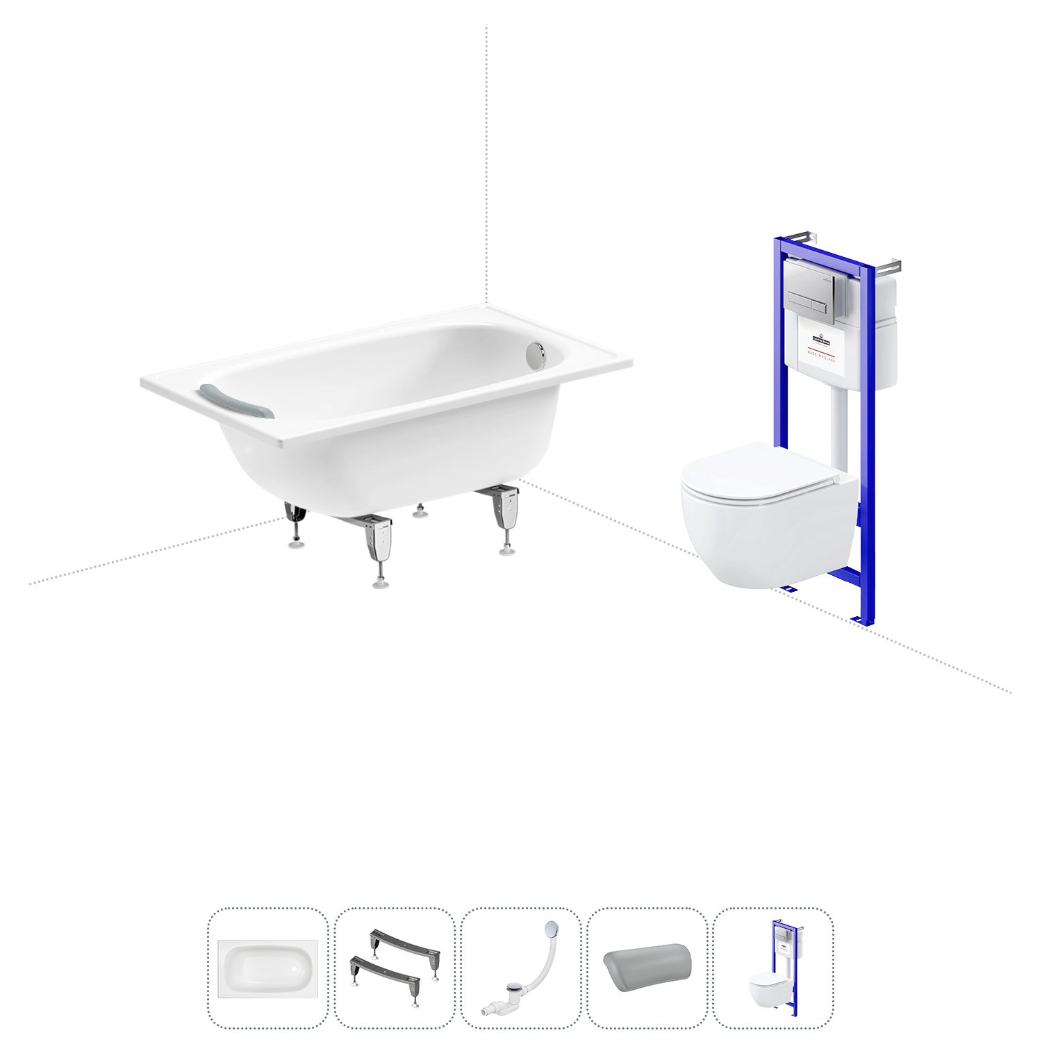 Изображение товара Ванна Sanitana BLB Europa 120x70 см с подвесным унитазом
