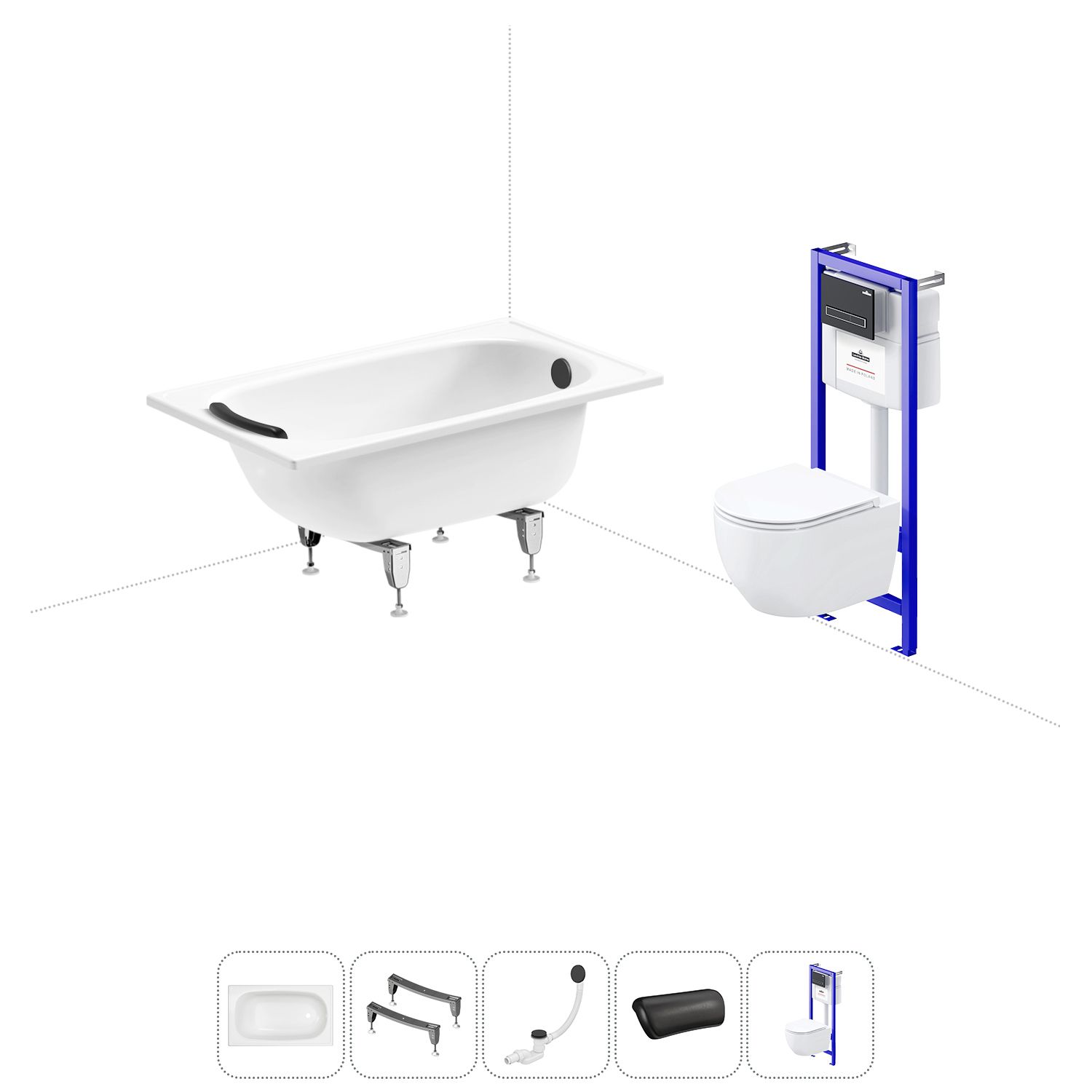 Изображение товара Ванна Sanitana BLB Europa 120x70 см с унитазом Wellsee