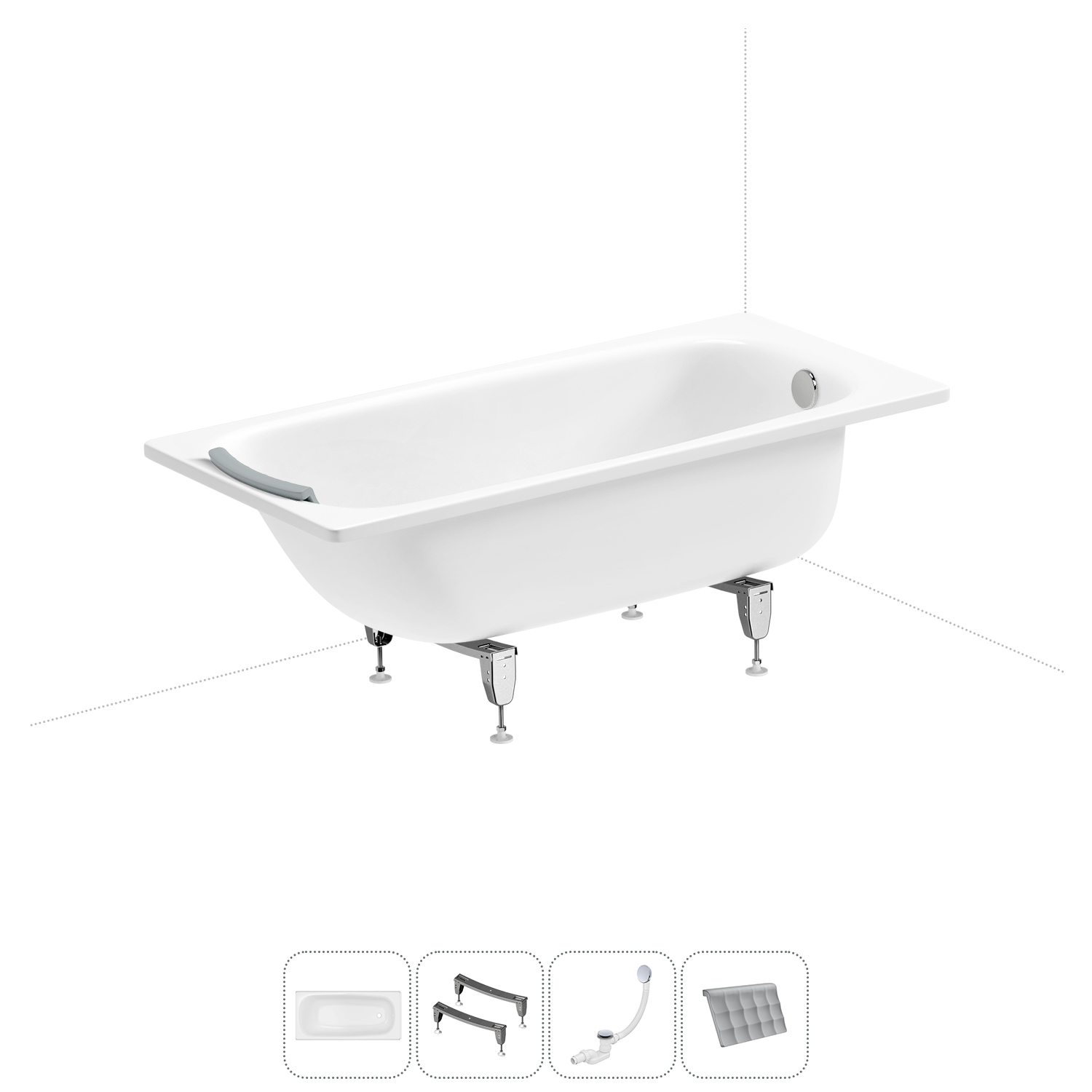 Изображение товара Стальная ванна Sanitana BLB Universal 150x70 см с шумоизоляцией и подголовником