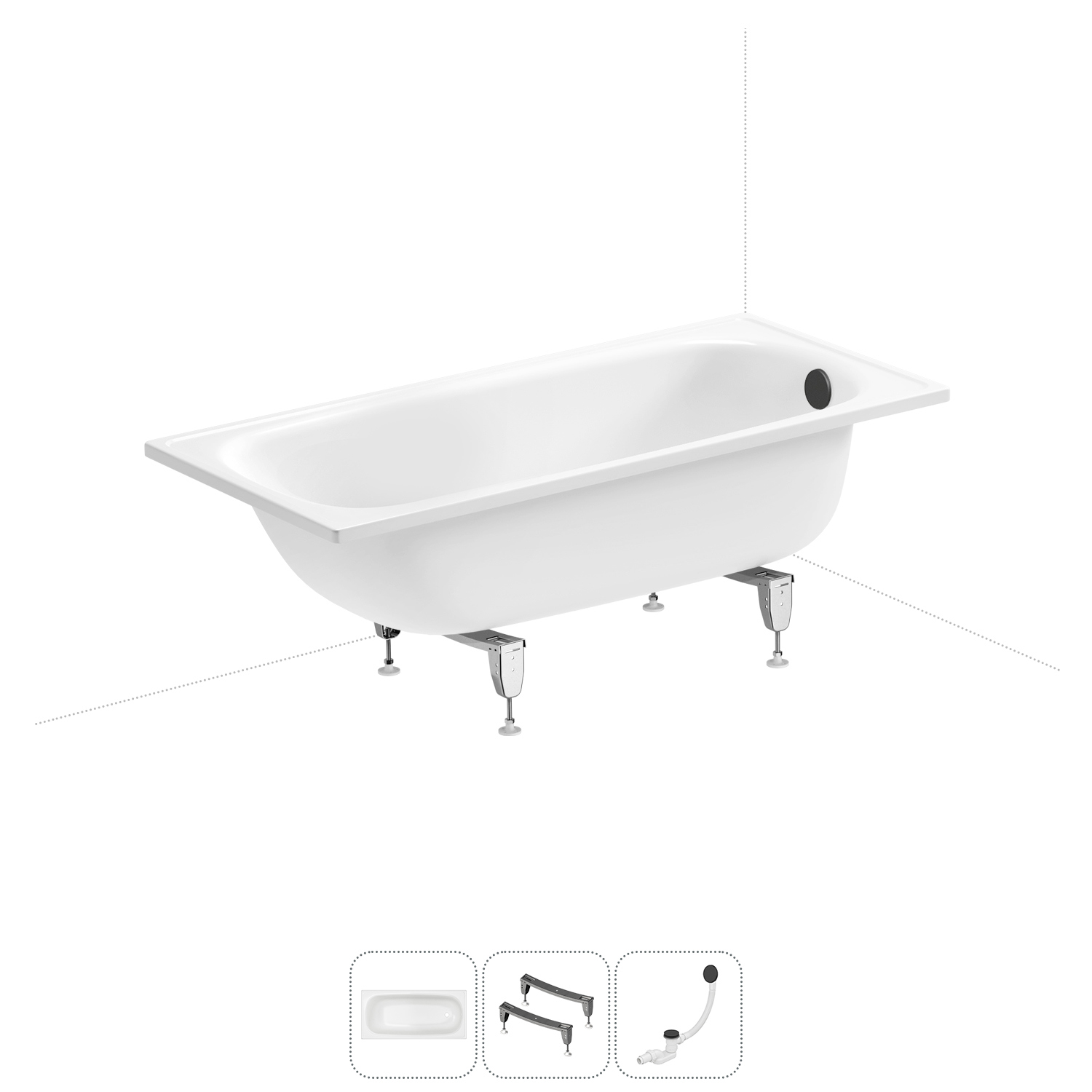 Изображение товара Ванна стальная SANITANA BLB Europa 150x70 см с ножками и сливом-переливом