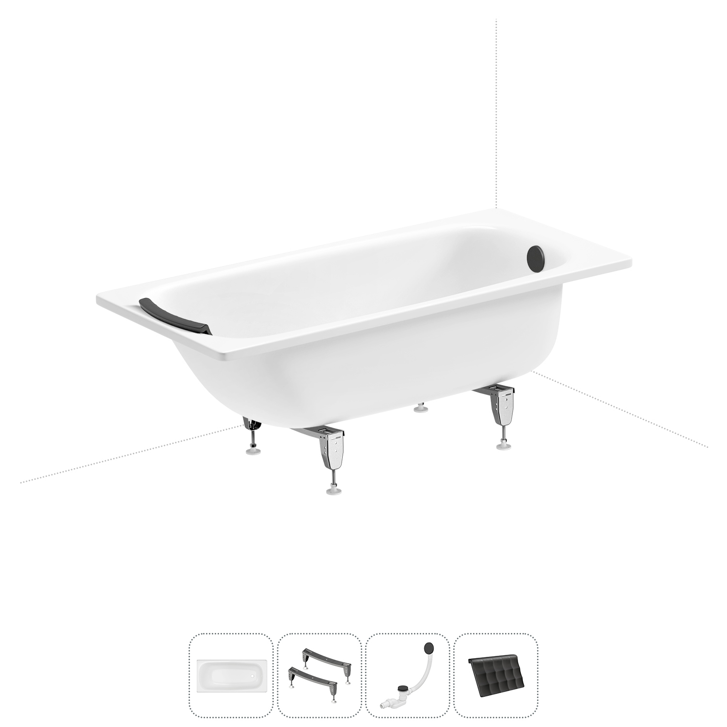 Изображение товара Ванна Sanitana BLB Universal 150x70 см стальная с шумоизоляцией и подголовником