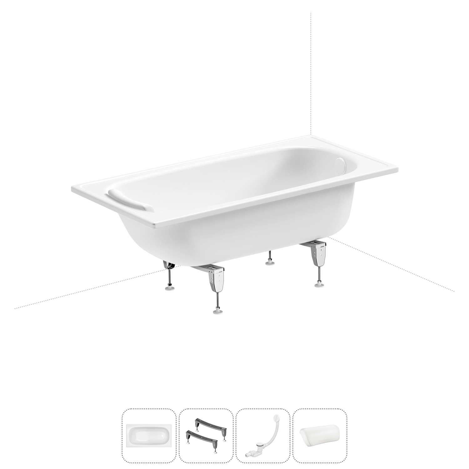 Изображение товара Стальная ванна Sanitana BLB Europa 130x70 см с ножками и сливом-переливом