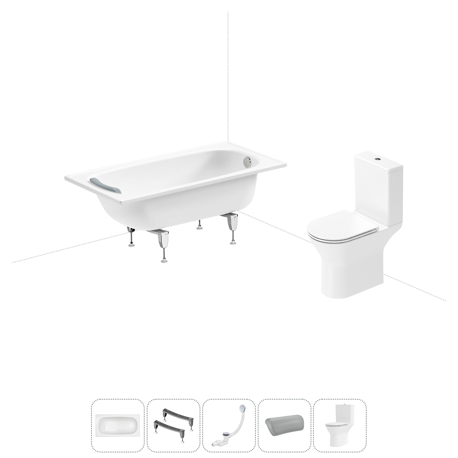 Изображение товара Комплект ванна и унитаз LAVINIA BOHO и Sanitana BLB Europa 130x70 см