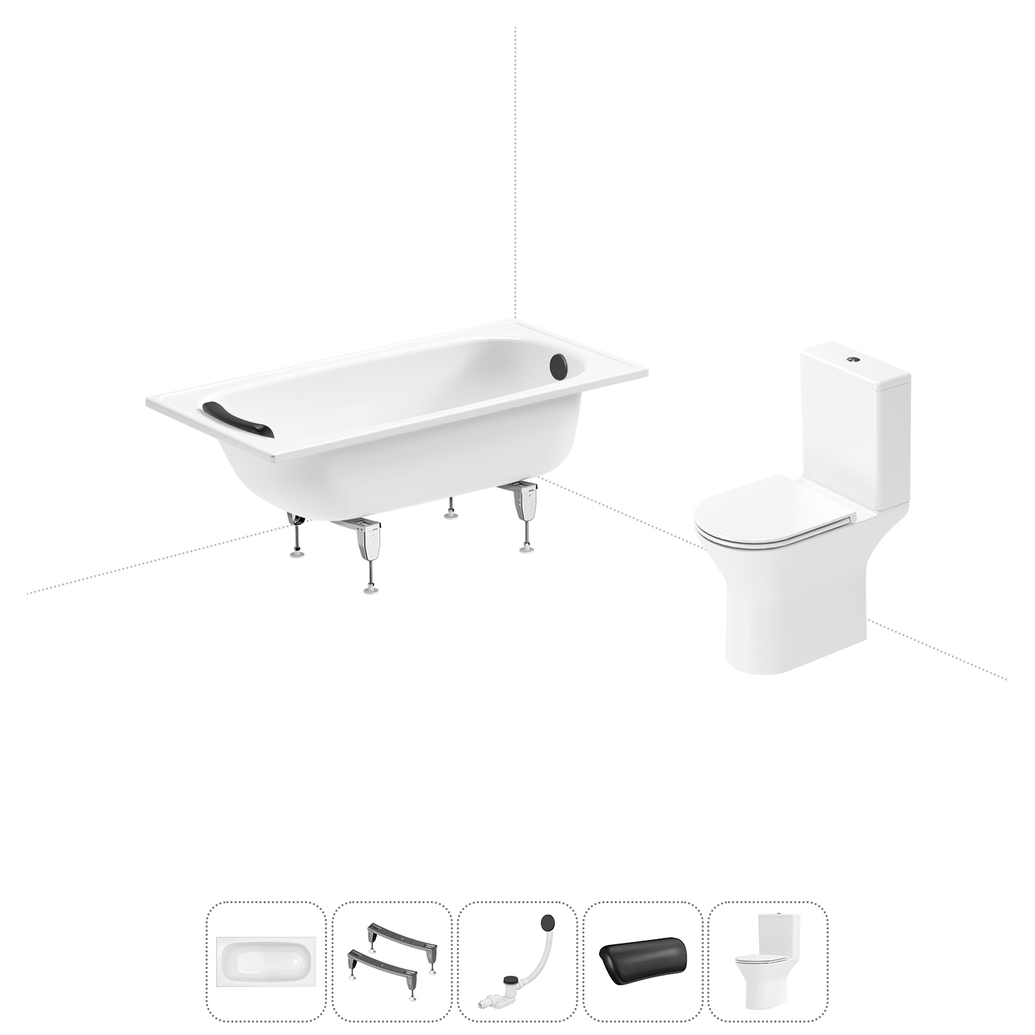 Изображение товара Стальная ванна Sanitana Europa 130x70 см с напольным унитазом Lavinia Boho комплект