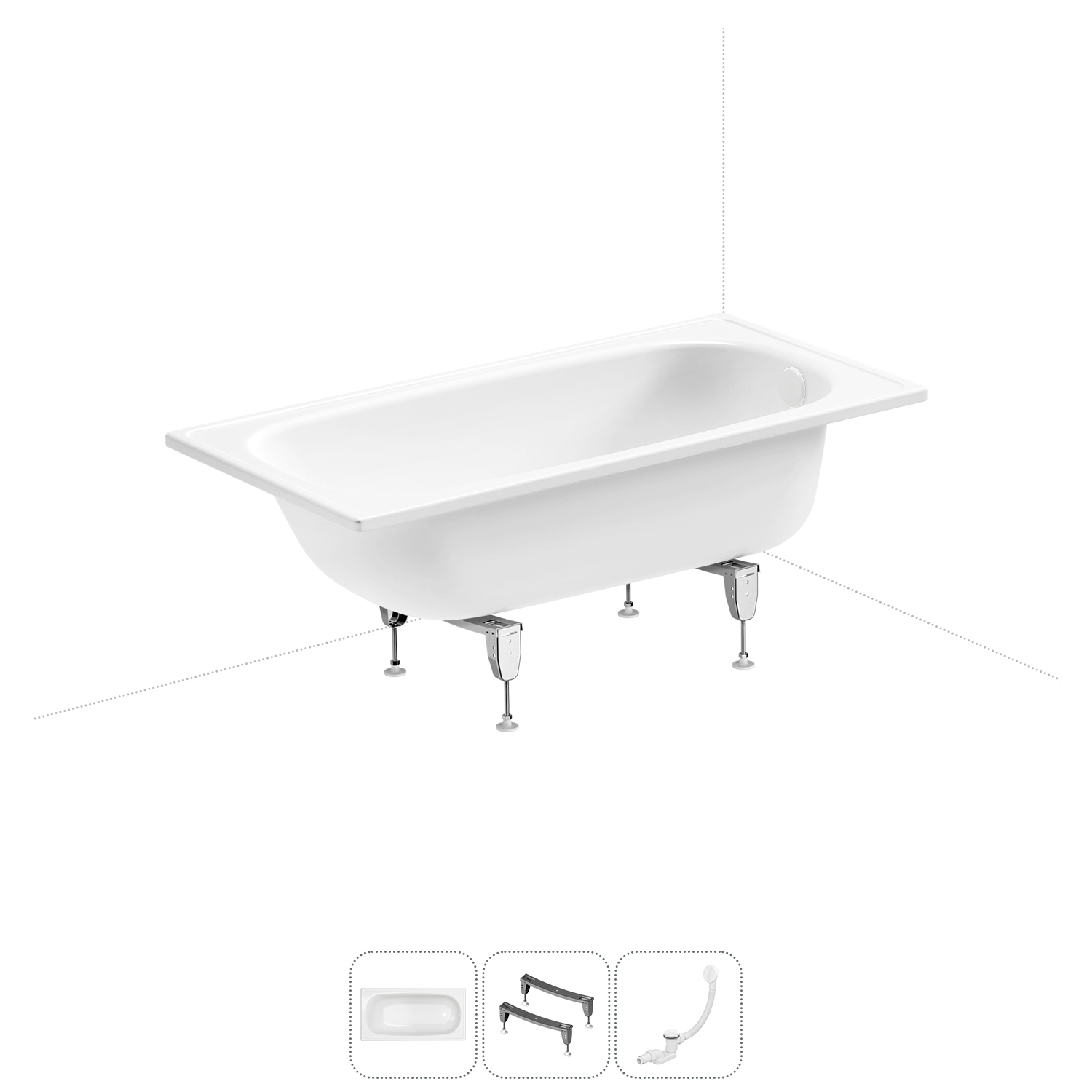 Изображение товара Ванна Sanitana BLB Europa 20220606R прямоугольная сталь 140x70 см с ножками и сливом-переливом