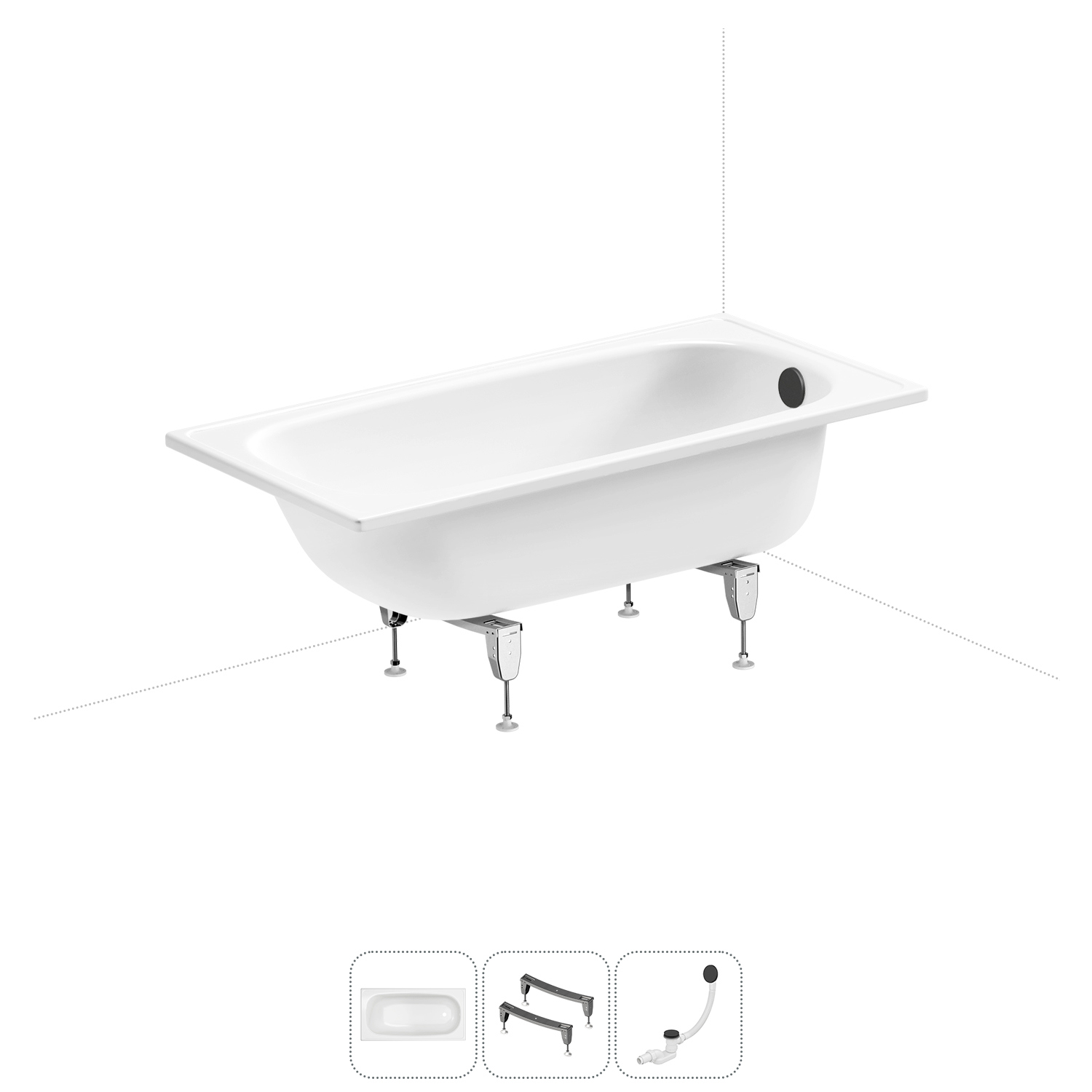 Изображение товара Ванна Sanitana BLB Europa 20220607R прямоугольная сталь 140x70 см с ножками и сливом-переливом