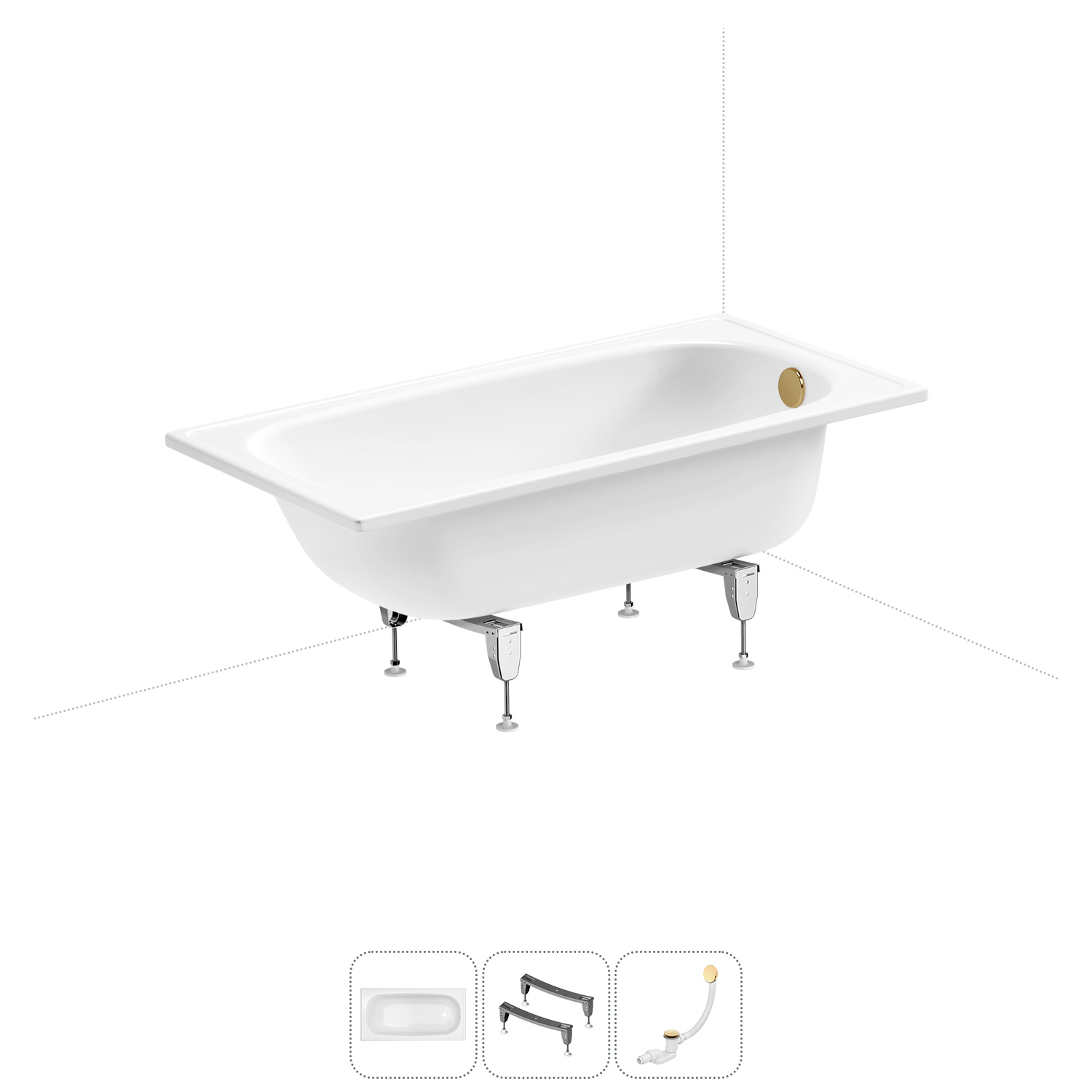 Изображение товара Ванна Sanitana BLB Europa 20220608R прямоугольная сталь 140x70 см с ножками и сливом-переливом