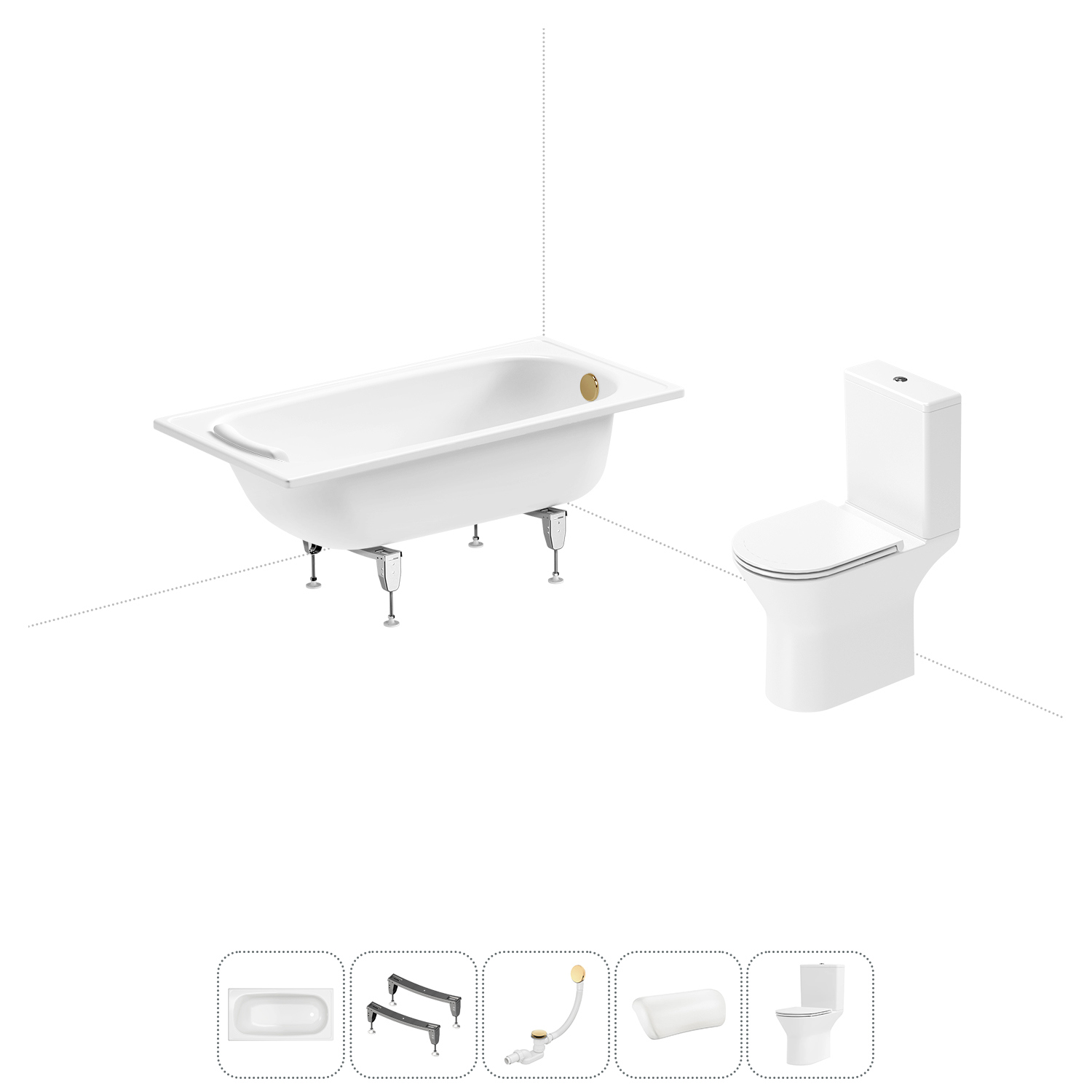 Изображение товара Стальная ванна SANITANA BLB Europa 140x70 см с сифоном и подголовником комплект