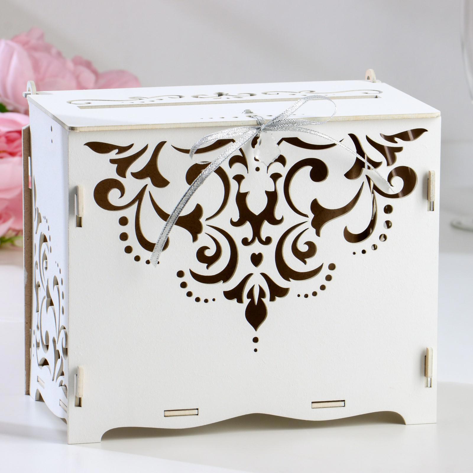 Изображение товара Шкатулка Сима-ленд 6974060 бело-серебристая, 21,5×13,5×18,5 см