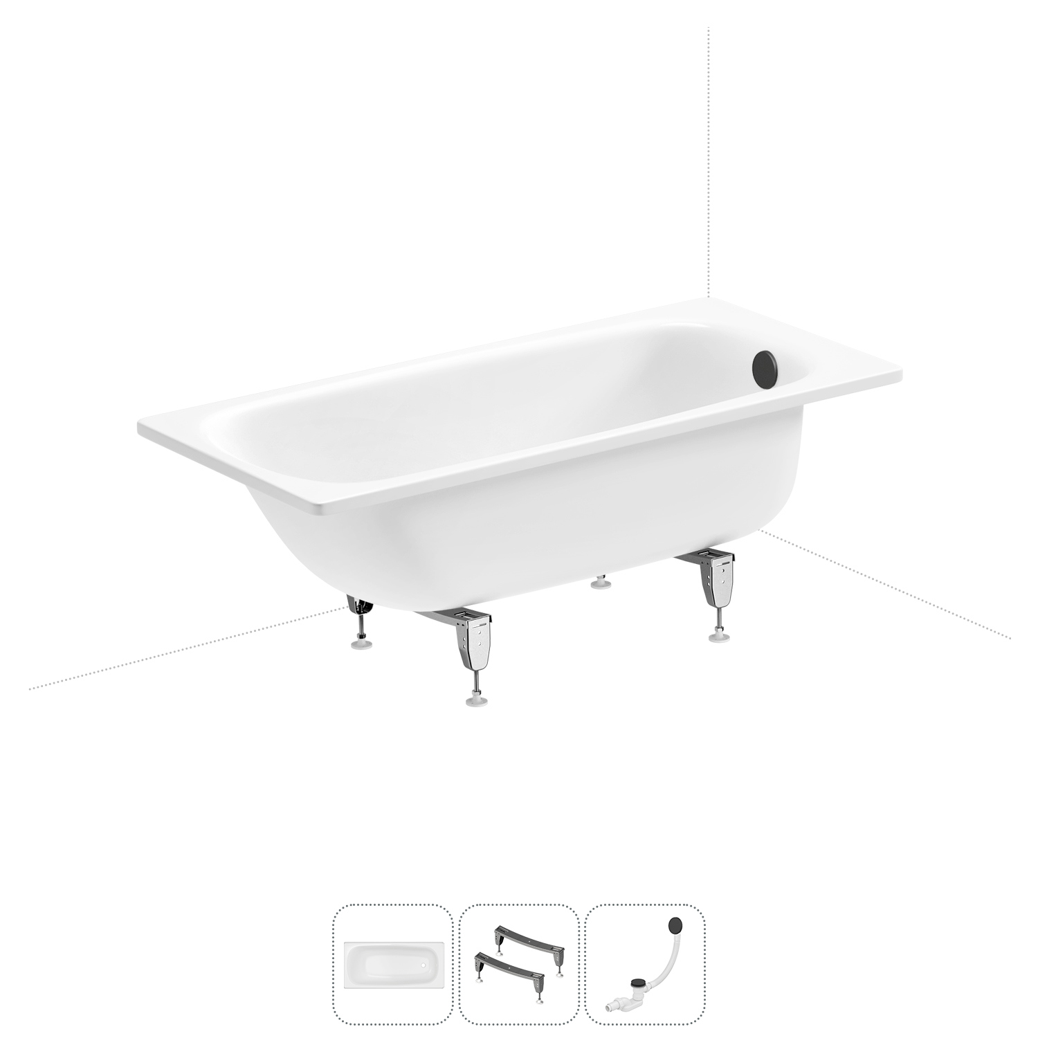 Изображение товара Стальная ванна Sanitana BLB Universal 150x70 см с шумоизоляцией и сливом