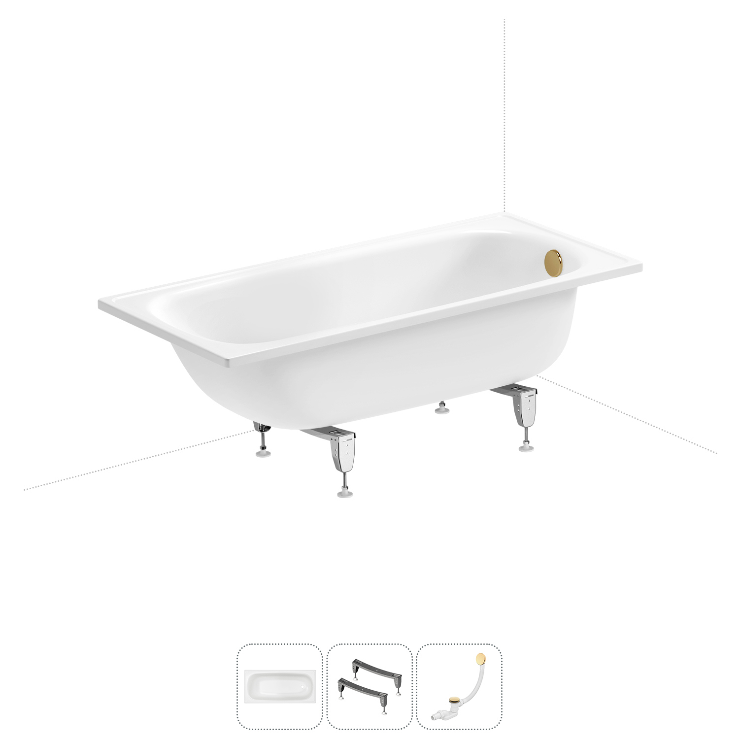 Изображение товара Ванна Sanitana BLB Europa 20220624R прямоугольная сталь 150x70 см с ножками и сливом-переливом