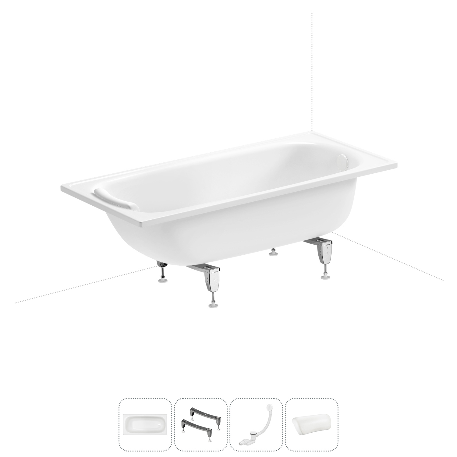 Изображение товара Ванна из стали 150x70 см Sanitana BLB Europa с ножками и сифоном, белая
