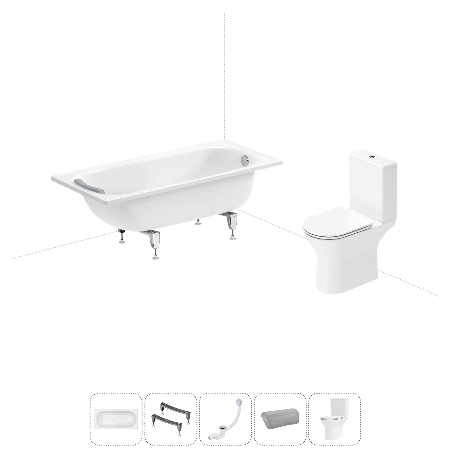 Изображение товара Стальная ванна Sanitana BLB Europa 150x70 см с напольным унитазом комплект