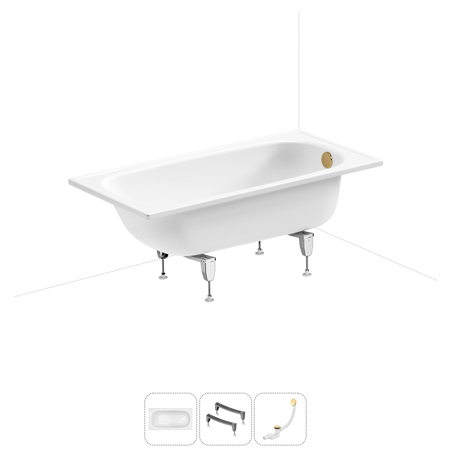 Изображение товара Ванна Sanitana BLB Europa 20220592R прямоугольная сталь 130x70 см с ножками и сливом-переливом