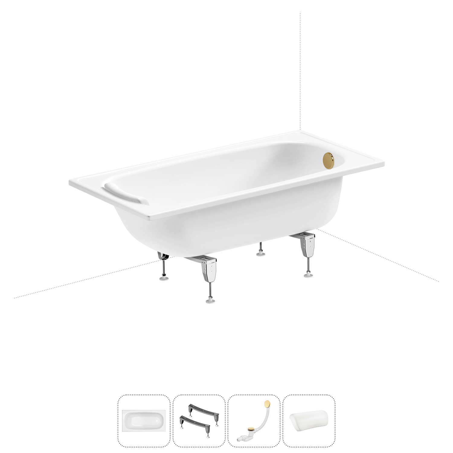 Изображение товара Стальная прямоугольная ванна Sanitana BLB Europa 140x70 см с ножками и сливом-переливом