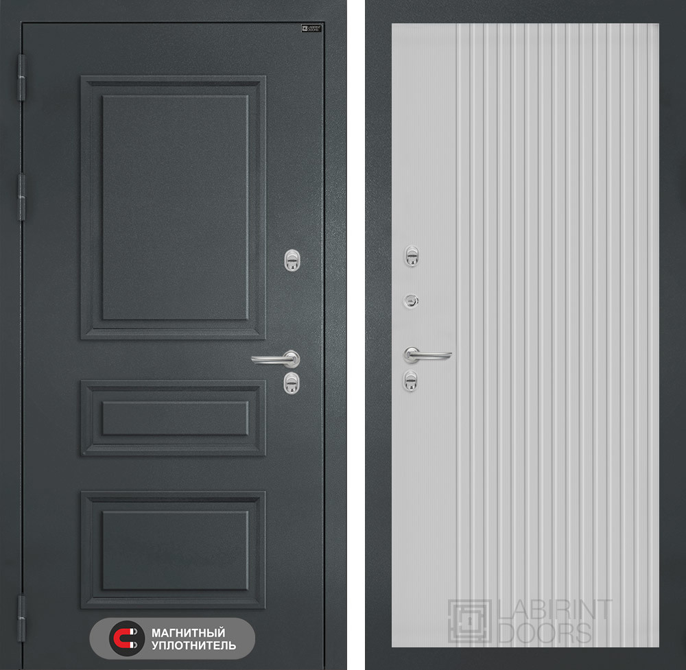 Изображение товара Входная дверь ЛАБИРИНТ Атлантик П29: утепленная стальная дверь с шагренью RAL 7024