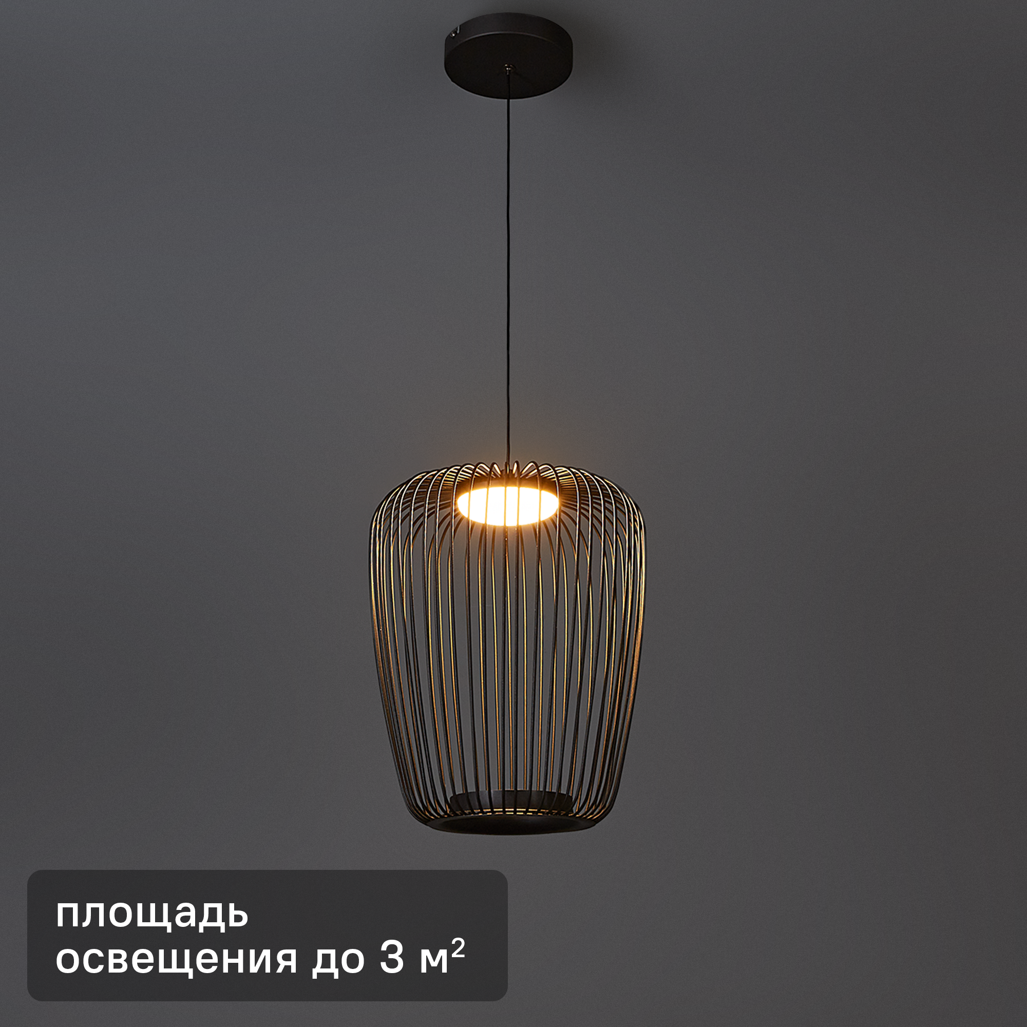 Изображение товара Светильник подвесной светодиодный Flare 3 м² 12 Вт теплый белый свет цвет черный