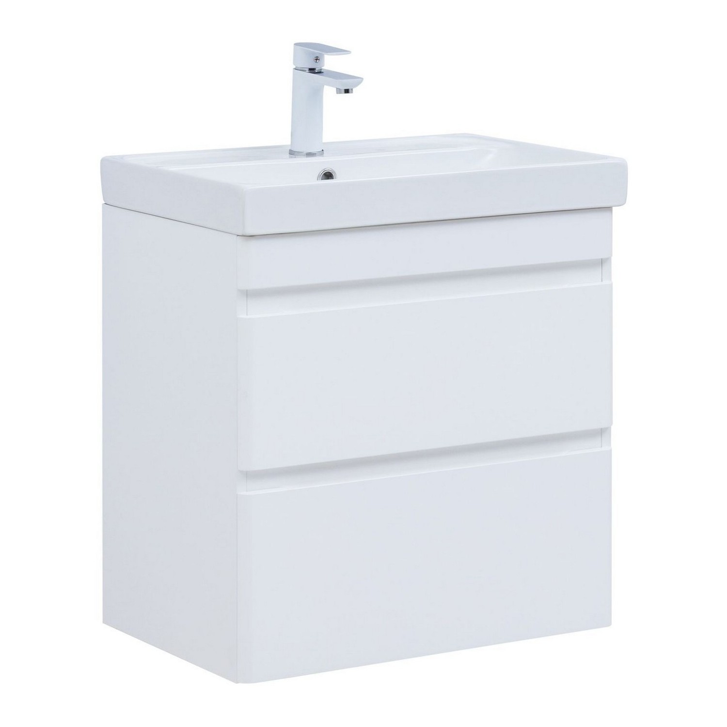 Изображение товара Тумба под раковину Aquanet Слим 60 белый сатин подвесная с 2 ящиками Россия