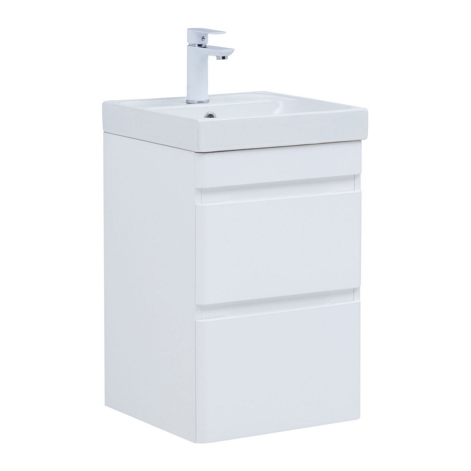 Изображение товара Тумба под раковину Aquanet Слим 40 белый сатин подвесная с 2 ящиками