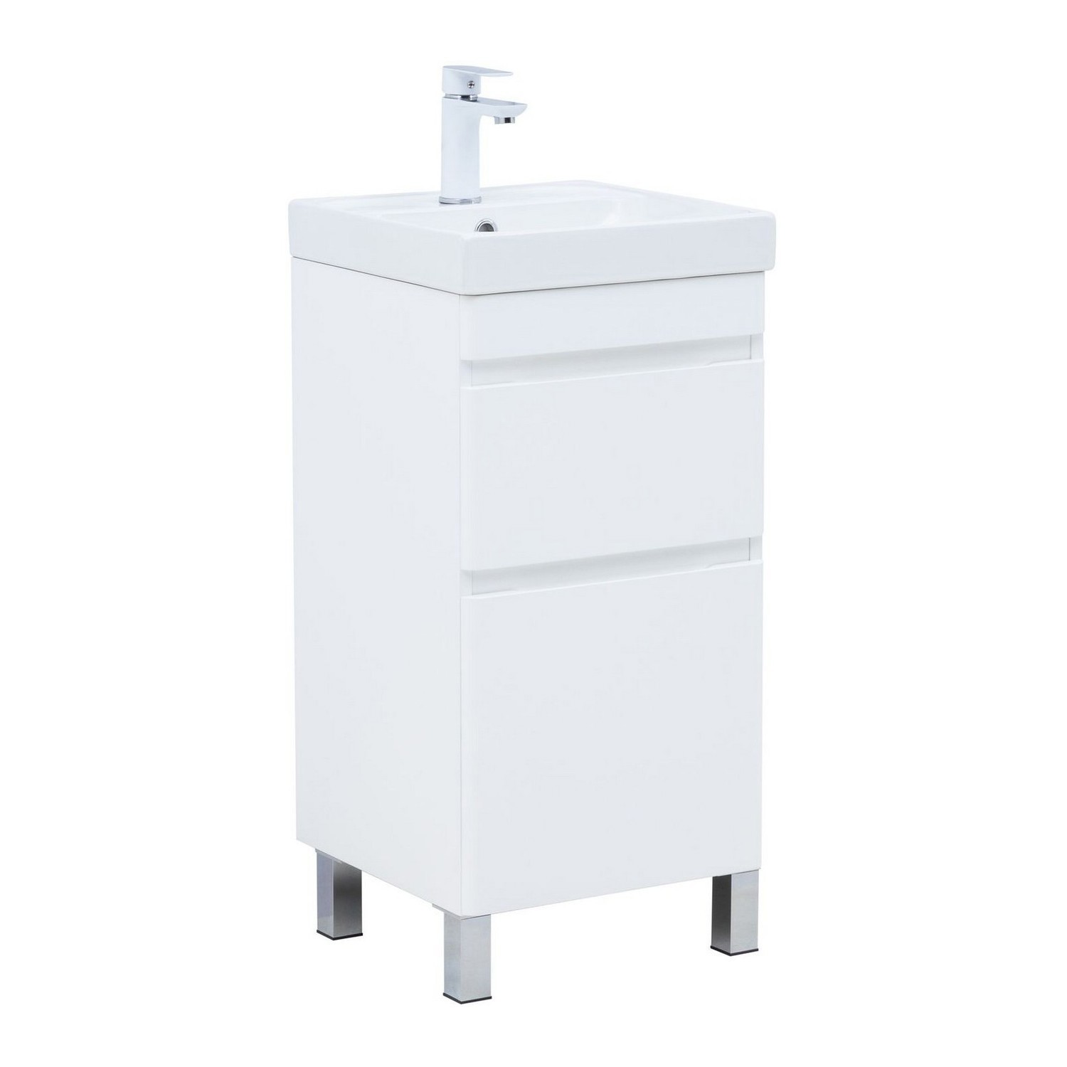 Изображение товара Тумба под раковину Aquanet Слим 40 напольная белый сатин, 2 ящика, Россия