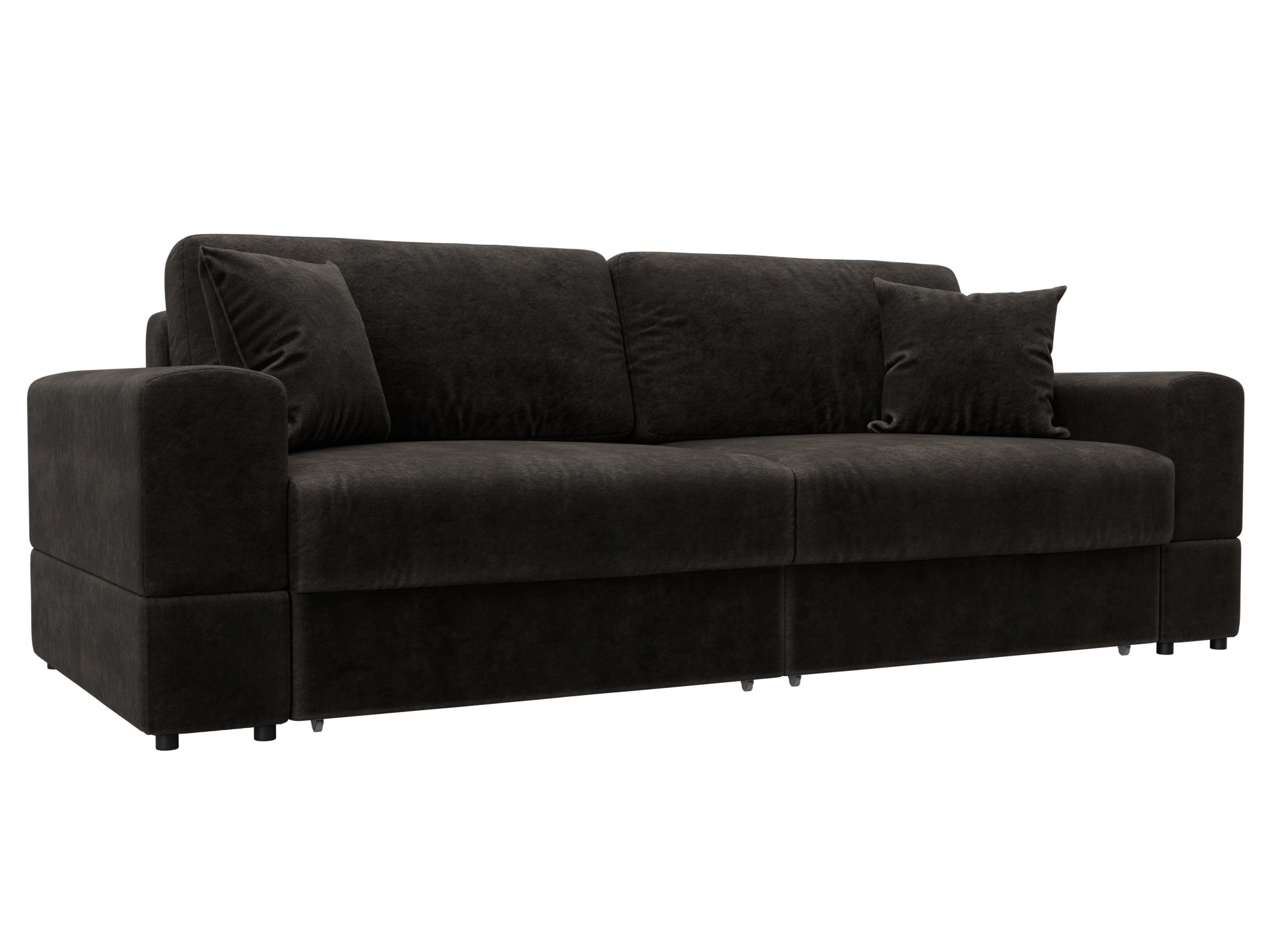 Изображение товара Диван раскладной Лига-055 НПБ в велюре коричневый современный стиль