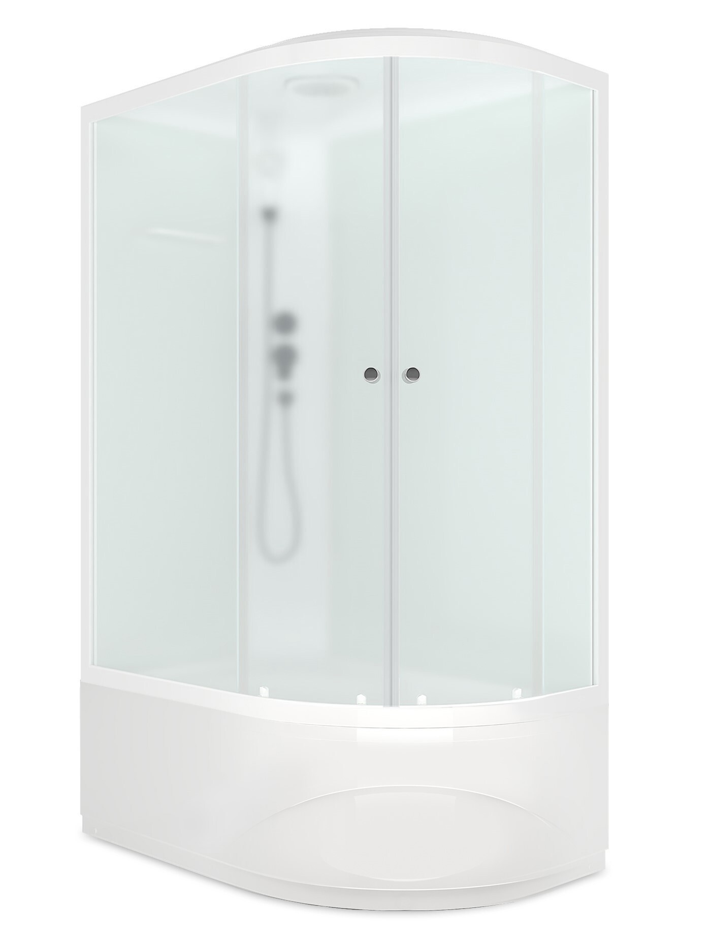 Изображение товара Душевая кабина Domani-Spa Delight Slim 128 high L 120x80x218 см высокий поддон белые стенки, сатин-матированное стекло