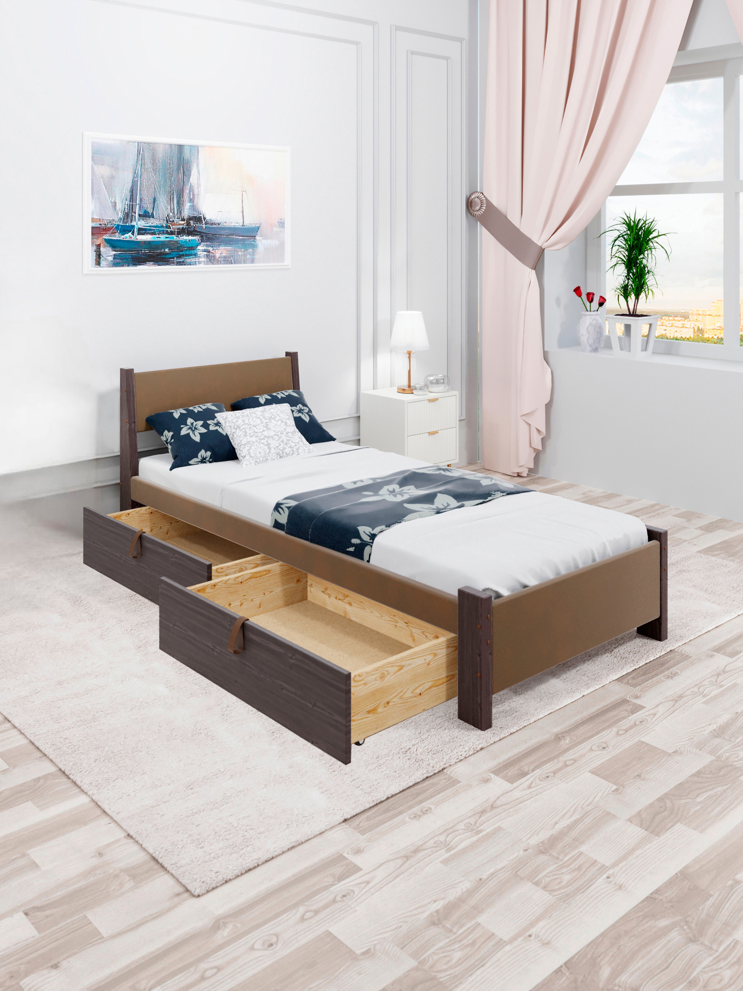 Изображение товара Кровать Solarius Мишка 90x80x200 см дерево со сплошным основанием цвет коричневый/венге