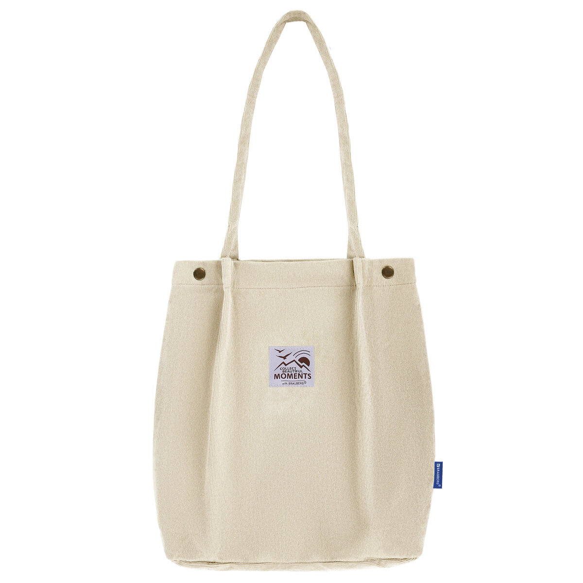 Изображение товара Сумка-шоппер Brauberg Moments 30x35x35 см вельвет бежевый экологичная многоразовая сумка