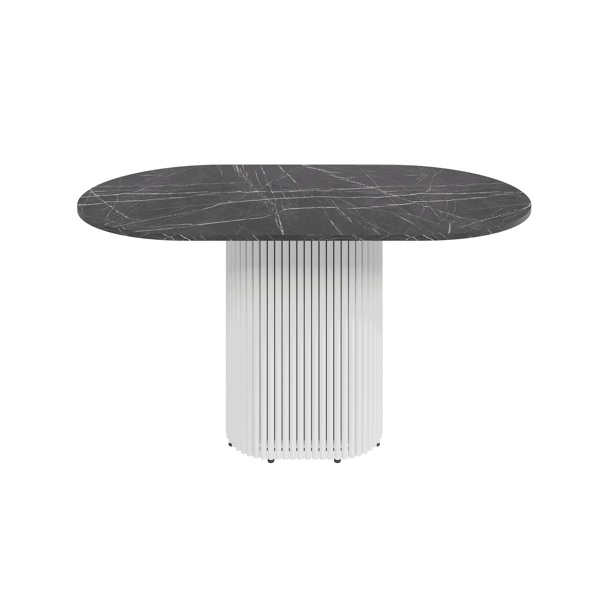 Изображение товара Кухонный стол овальный Genglass GGT-03-3-4-E 140x80 см тёмный мрамор