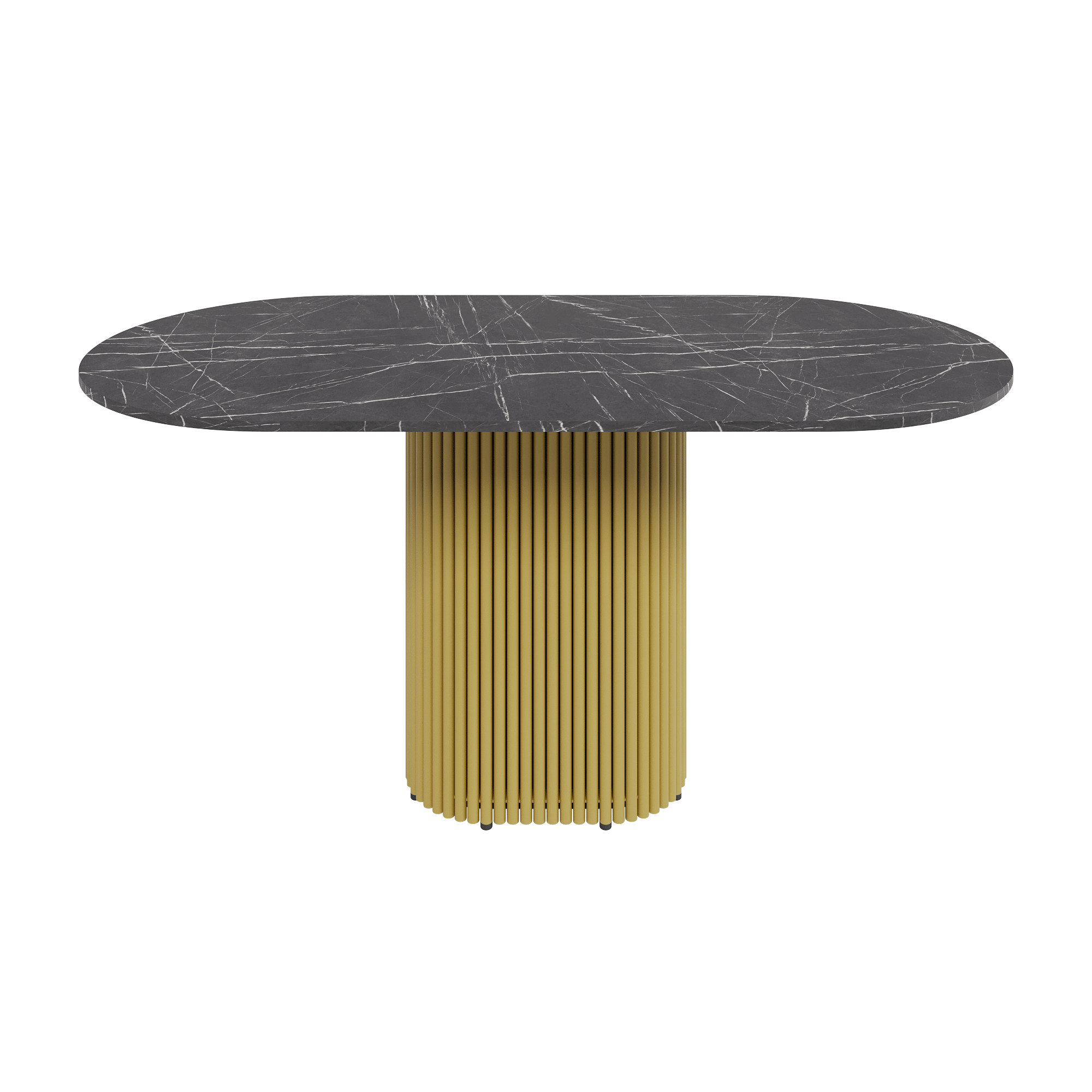 Изображение товара Кухонный стол овальный Genglass GGT-03-1-4-E-16080 160x80 см лдсп цвет тёмный мрамор