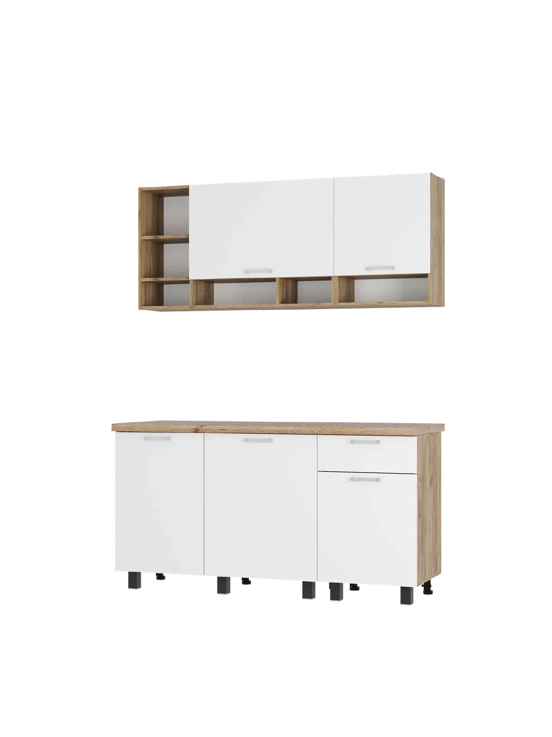 Изображение товара Кухонный гарнитур Вика 160x210.8x60 см из ЛДСП белый стильный и вместительный