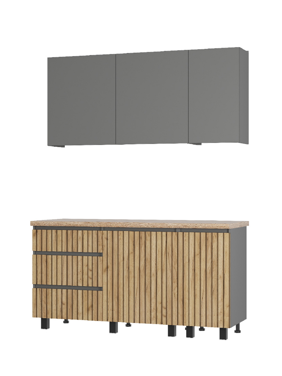 Изображение товара Кухонный гарнитур БТС Шерлок 160x217.8 см с столешницей и фурнитурой