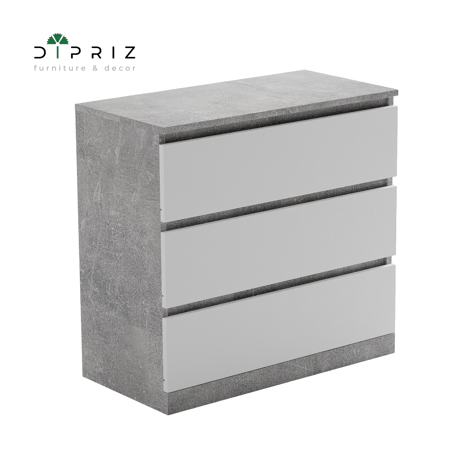 Изображение товара Комод DIPRIZ Марм 70x35x67 см бетон с белым Изображение товара Комод DIPRIZ Марм 70x35x67 см бетон с белым