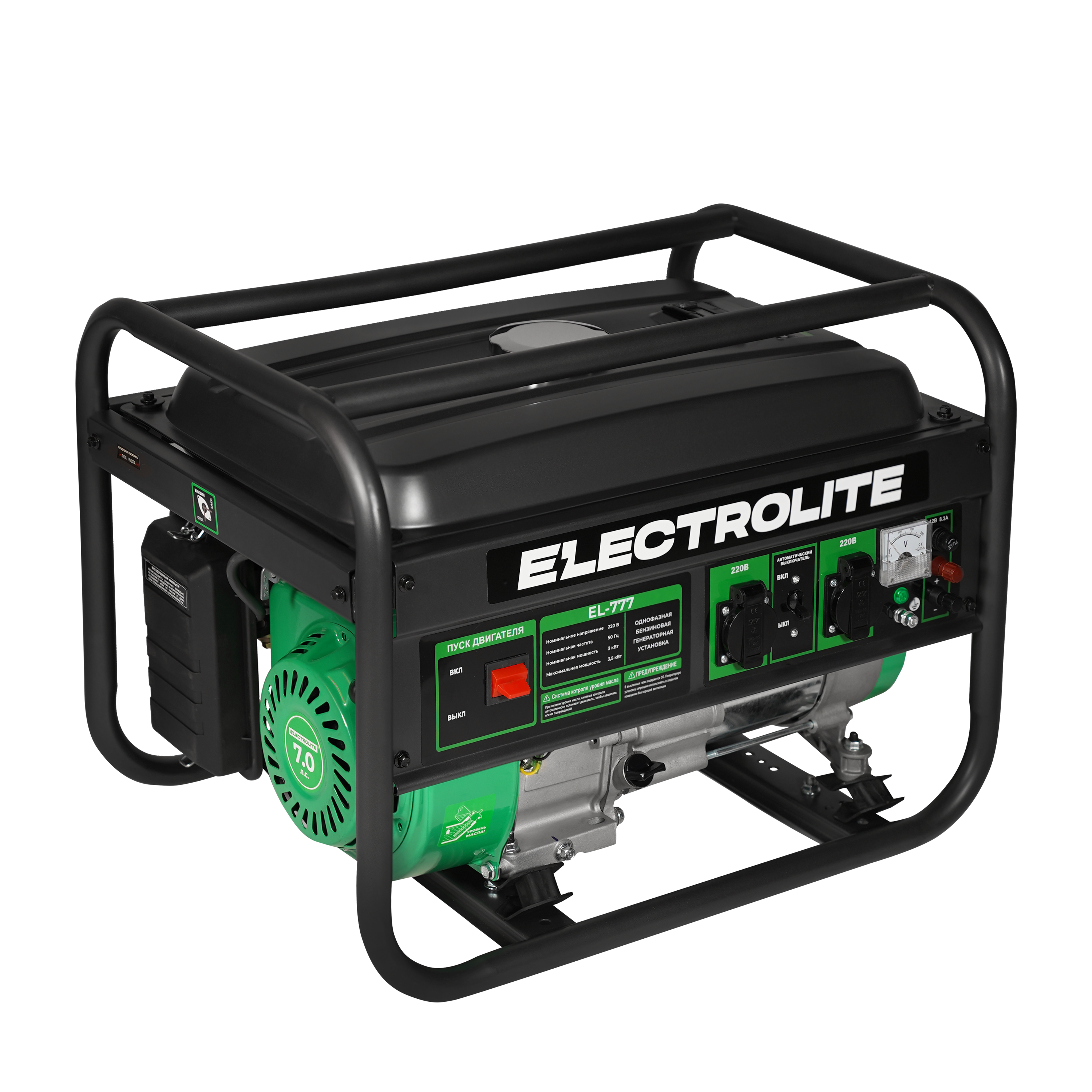 Изображение товара Генератор бензиновый Electrolite EL777 3.9 кВт с ручным запуском и защитой