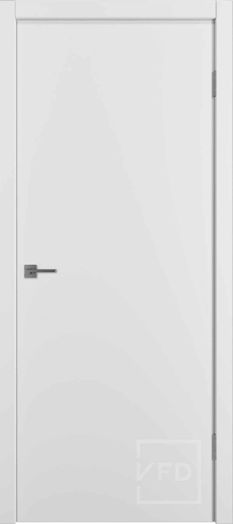 Изображение товара Комплект межкомнатной двери Vfd Simple глухая 200x90см ПВХ цвет satin blank с коробом и наличниками