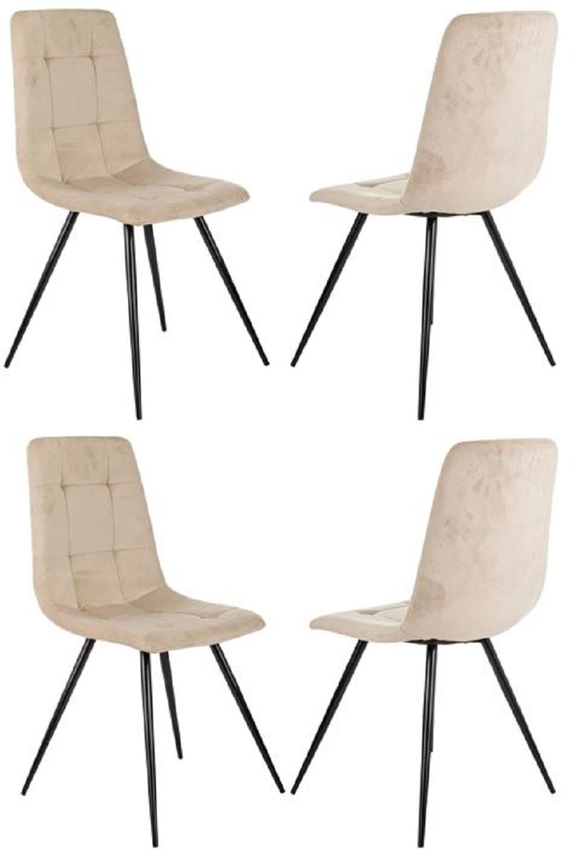 Изображение товара Комплект из 4 современных кухонных стульев Бюрократ CH-K1 бежевый металл и велюр