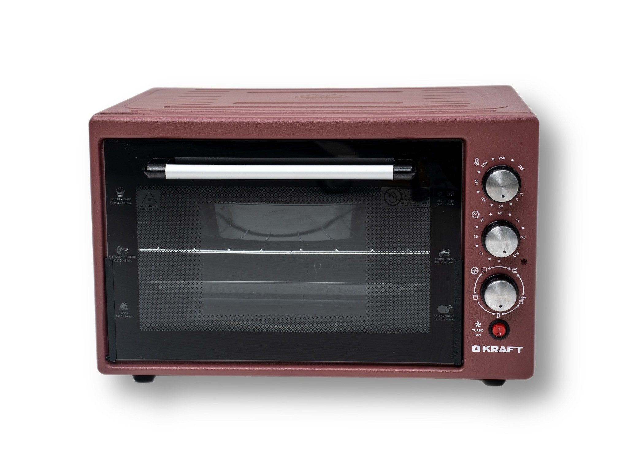 Изображение товара Электропечь Kraft KF-MO 3804 KR красного цвета 38 л мощность 1500 Вт
