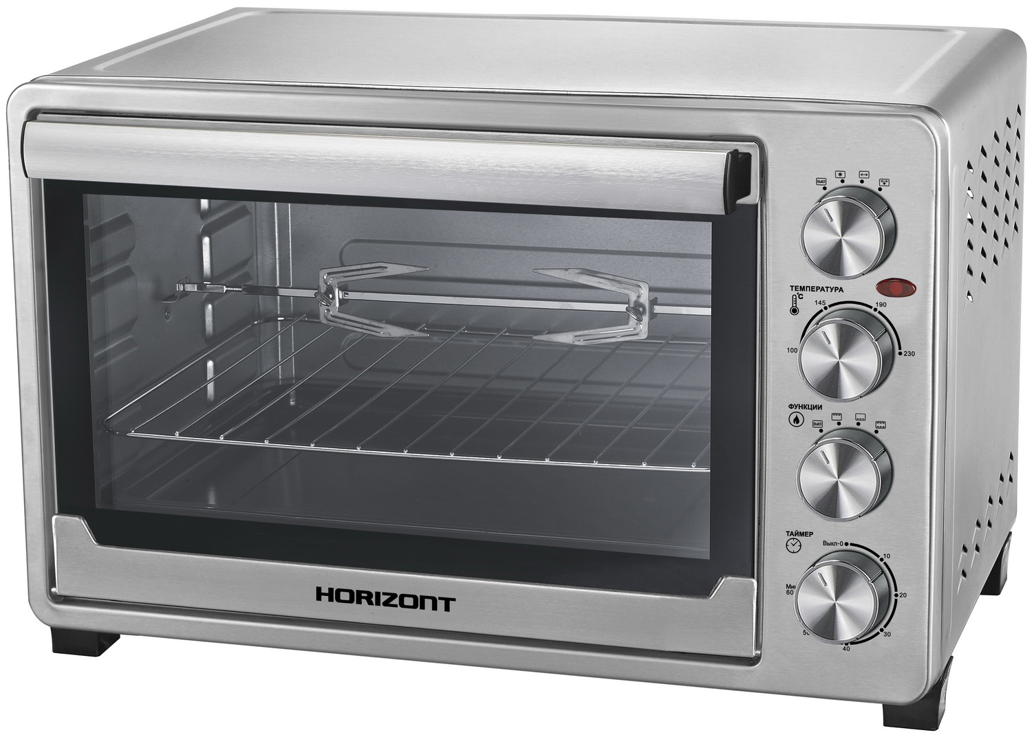 Изображение товара Электропечь Horizont MO-4503S с 6 режимами, мощностью 2000 Вт и корпусом из нержавеющей стали