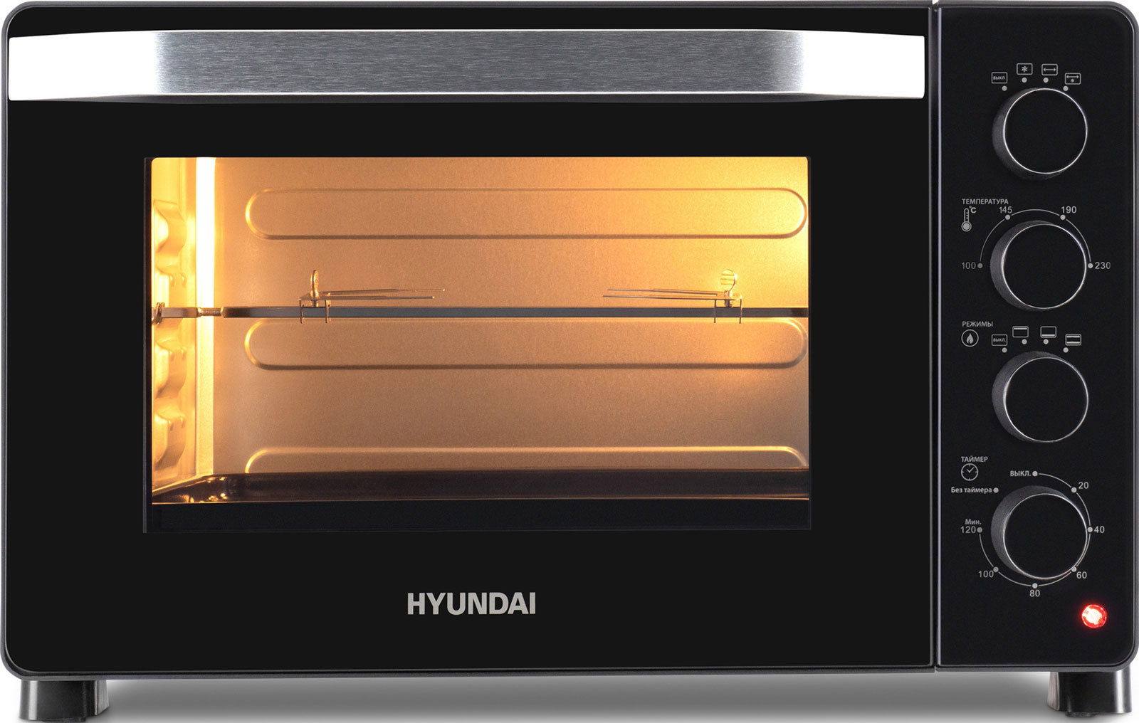 Изображение товара Мини-печь Hyundai MIO-HY081 38 л., 2000 Вт, серебристый/черный