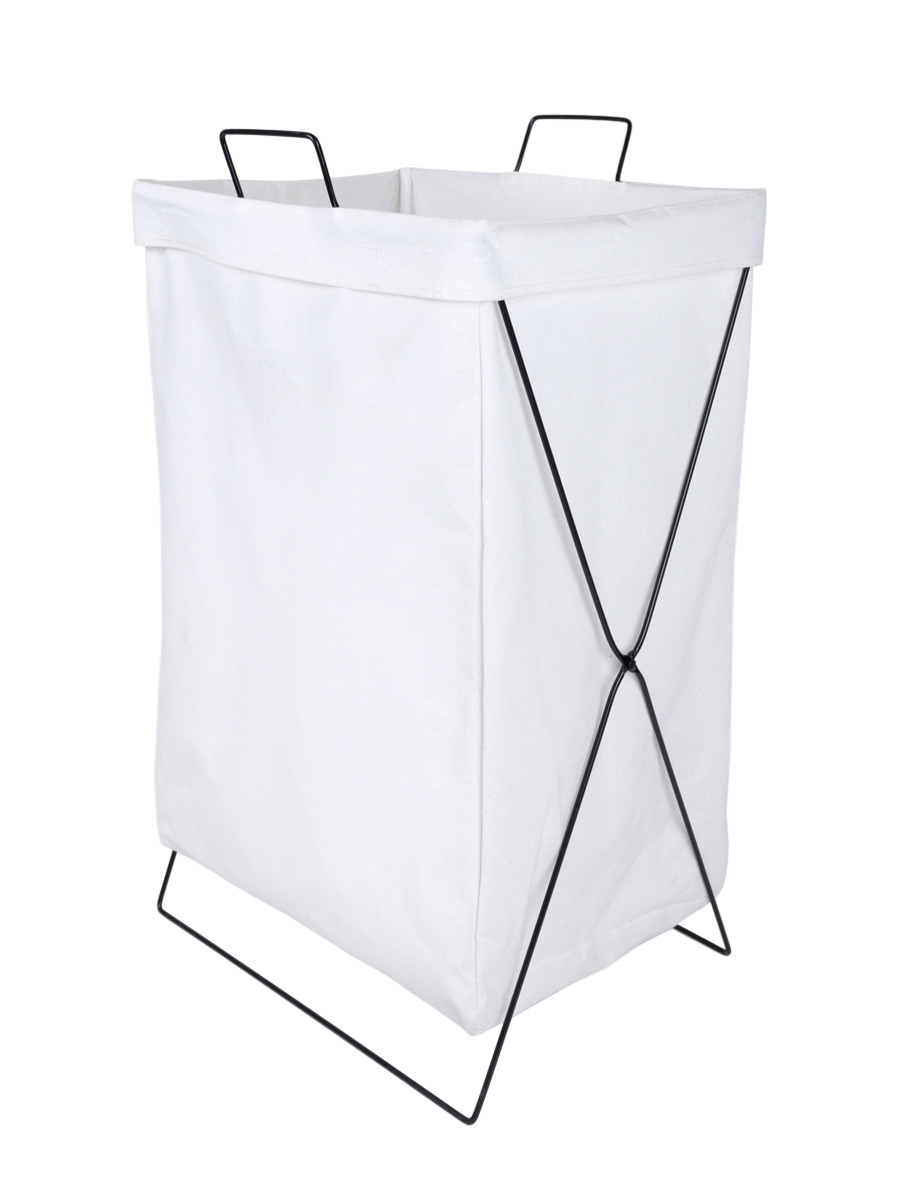 Изображение товара Корзина для хранения белья из металла и текстиля белая